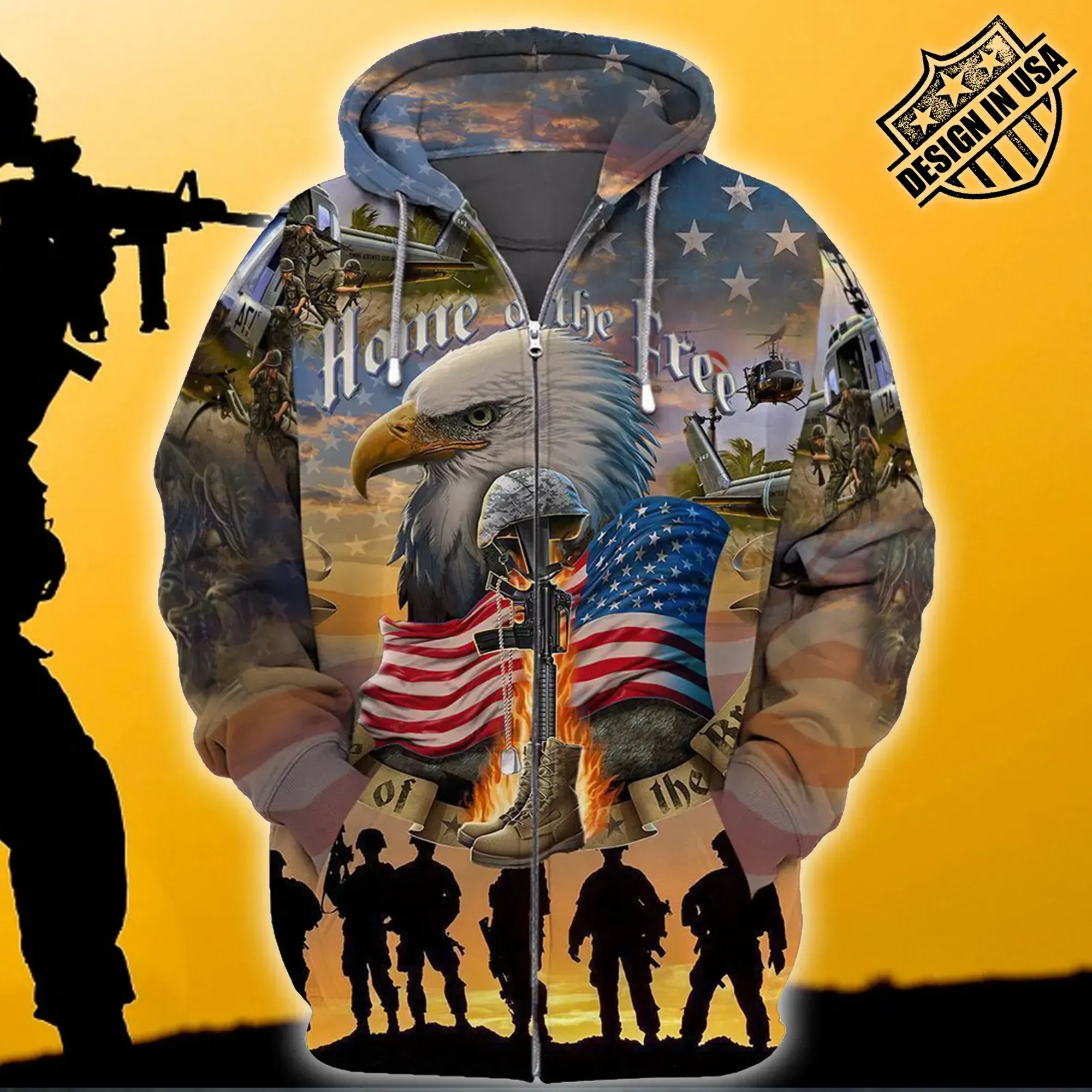 Premium Unique Veteran Zip Up Hoodie Ultra Soft and Warm LTANT090323KA