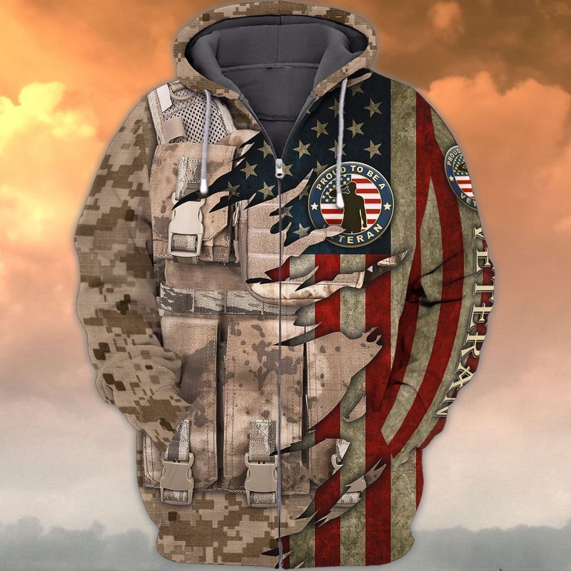 Premium Unique American Veteran Zip Up Hoodie Ultra Soft And Warm KV270409DS