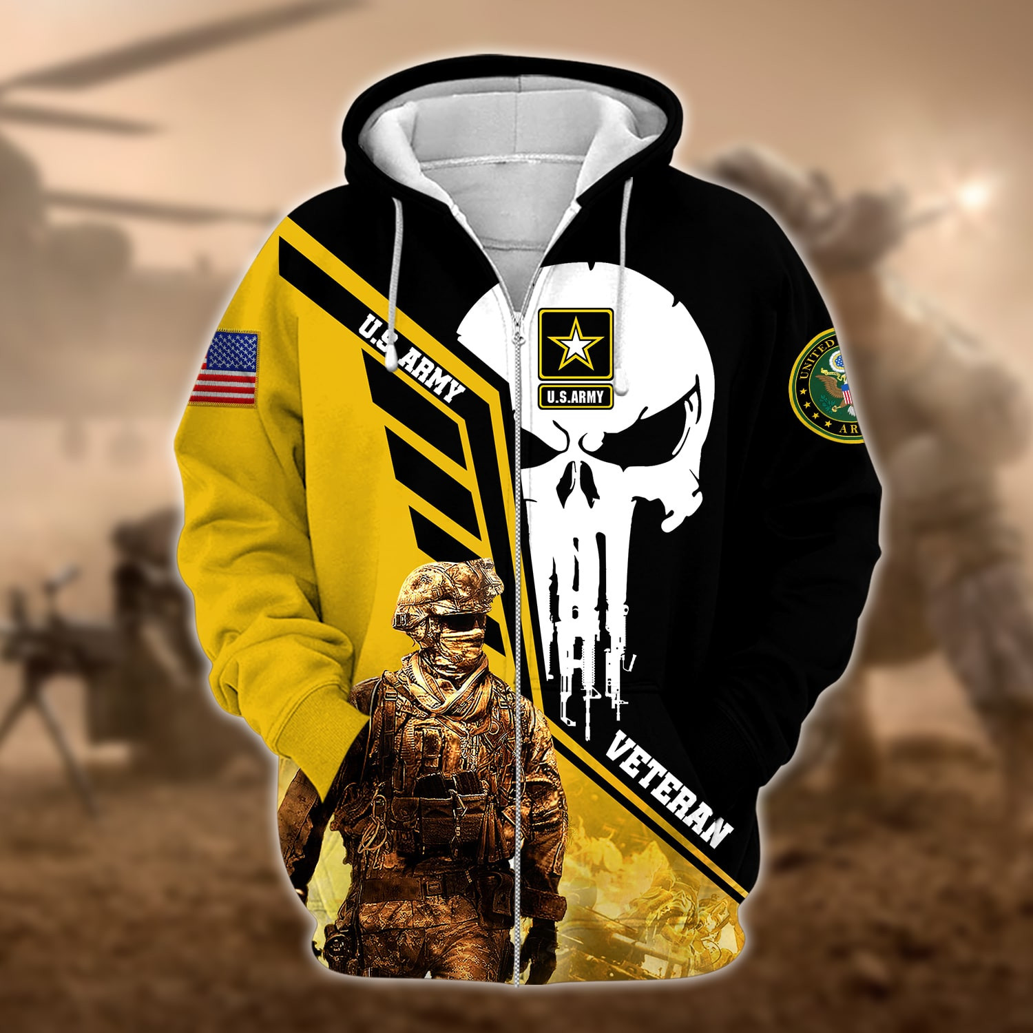 Premium Multiple US Military Services Veteran Zip Up Hoodie PVC201201