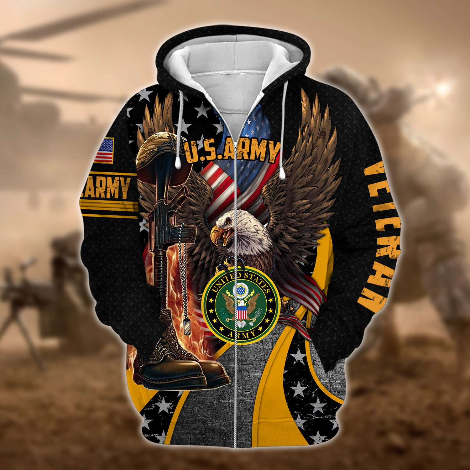 Premium Multiple US Military Services Veteran Zip Up Hoodie PVC211203
