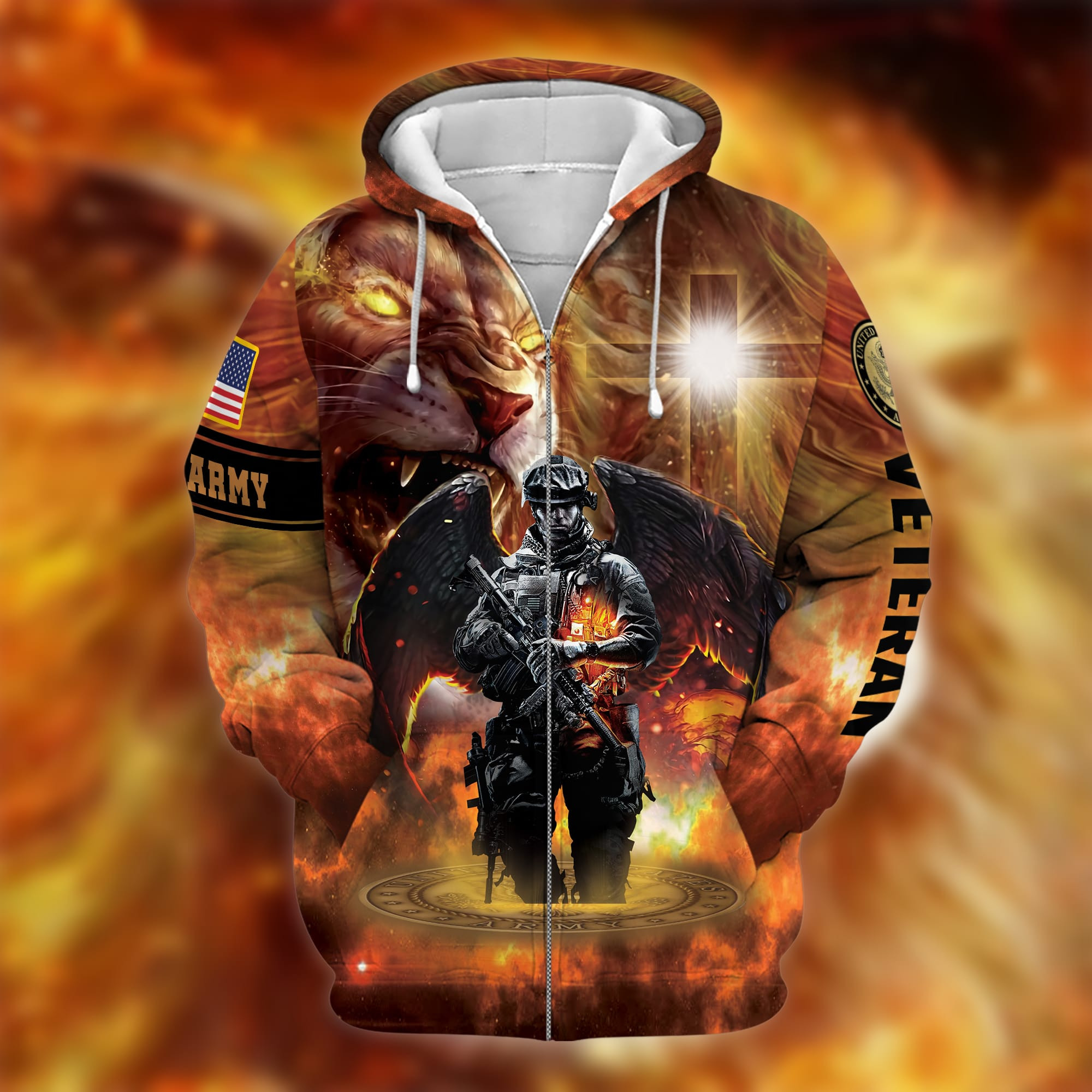 Premium U.S. Veteran Zip Up Hoodie PVC201203