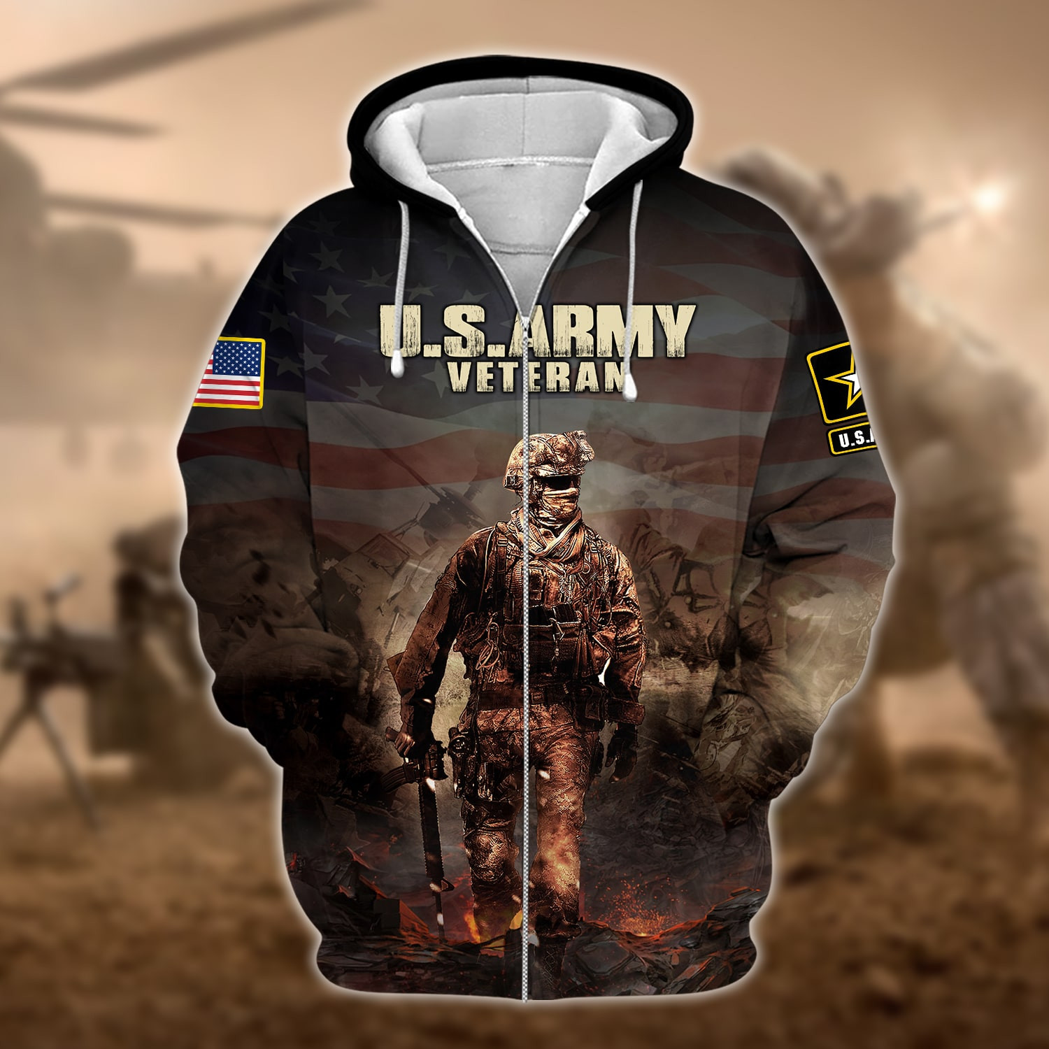 Premium U.S. Army Veteran Zip Up Hoodie PVC201202