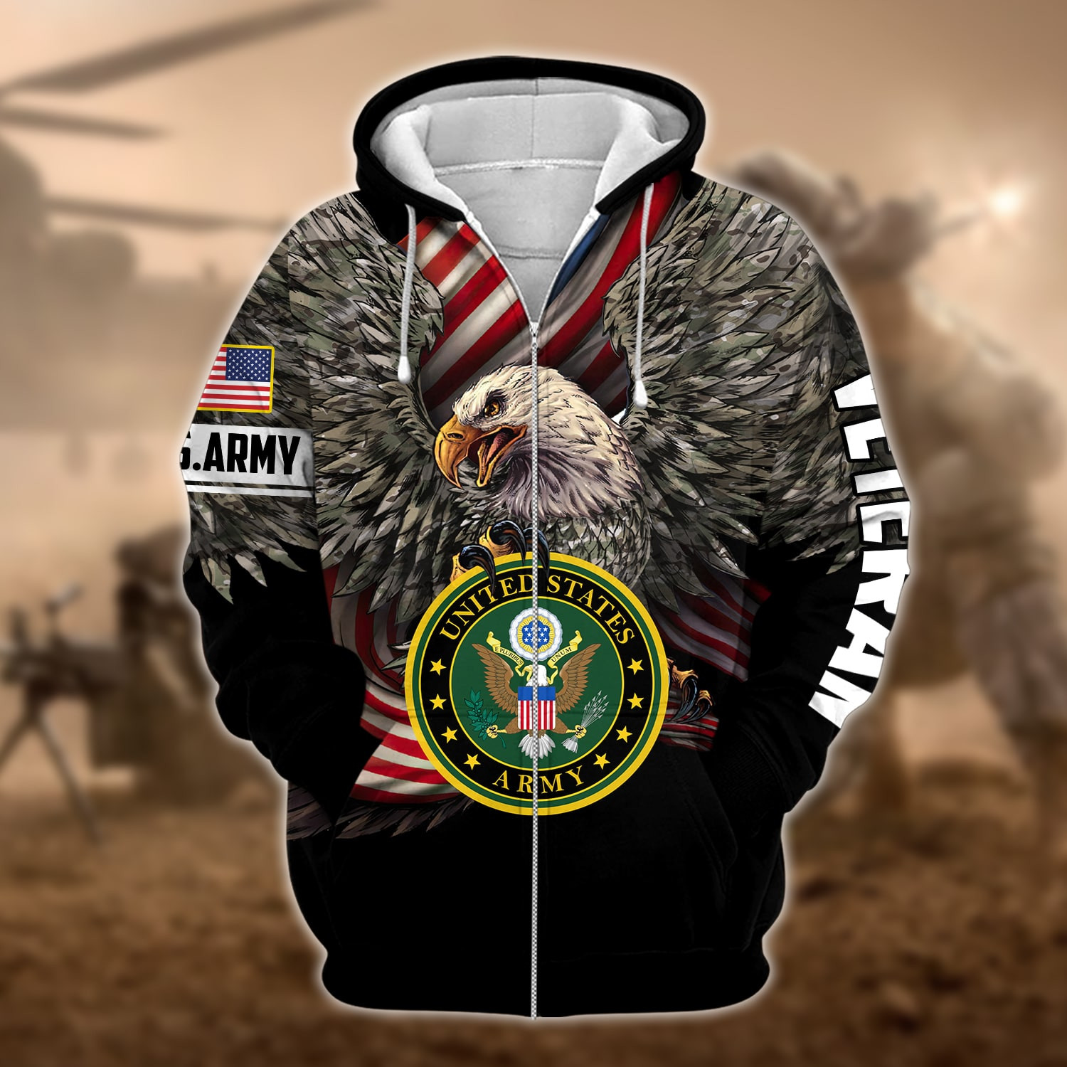Premium Multiple US Military Services Veteran Zip Up Hoodie PVC221203