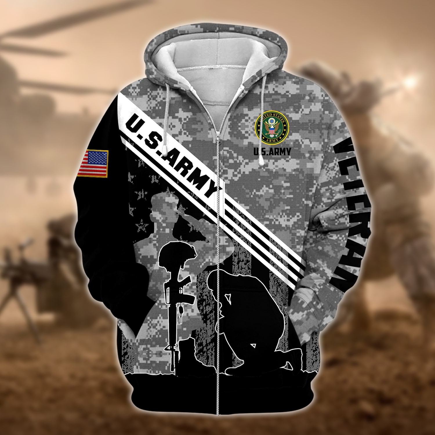 Premium Multiple US Military Services Veteran Zip Up Hoodie PVC231204