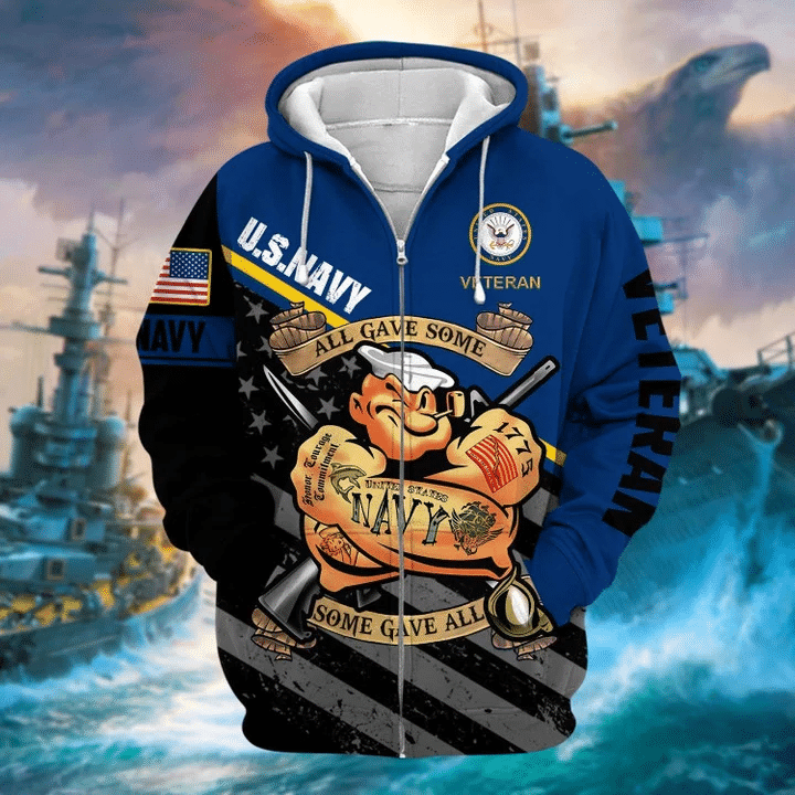 Unique Popeye Navy Zip Up Hoodie Collection TVN2712905