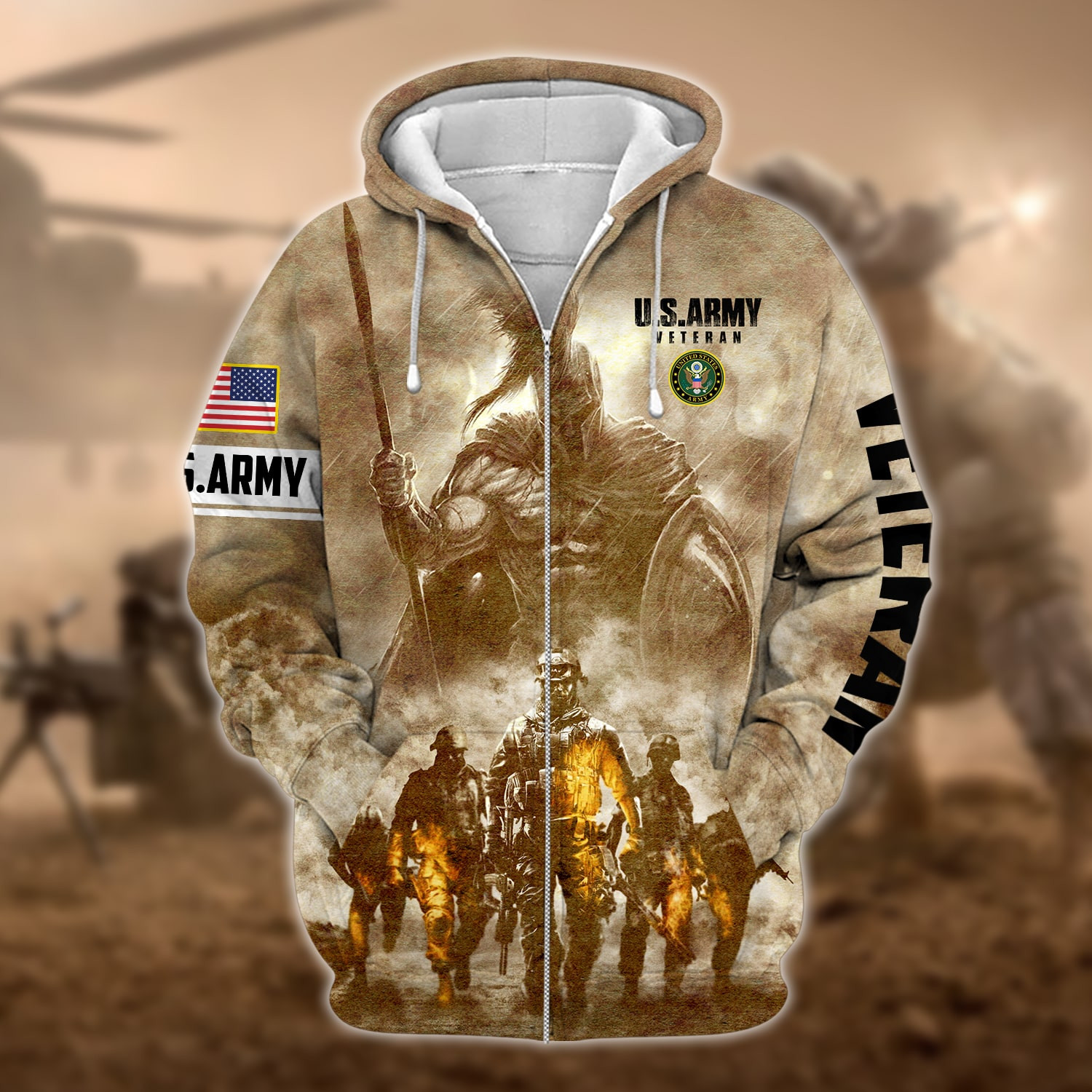 Premium Multiple US Military Services Veteran Zip Up Hoodie PVC241201