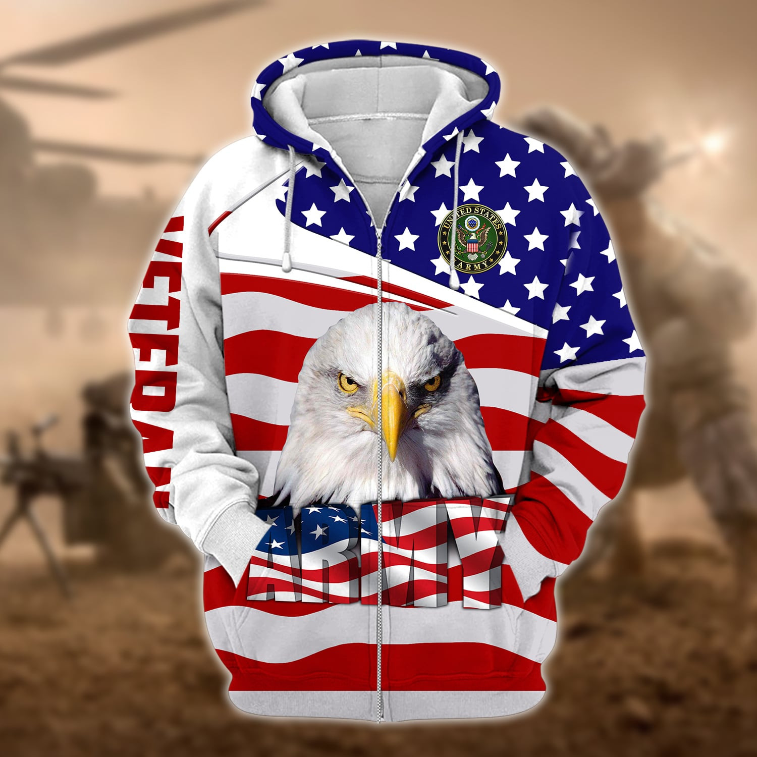 Premium Multiple US Military Services Veteran Zip Up Hoodie PVC231202