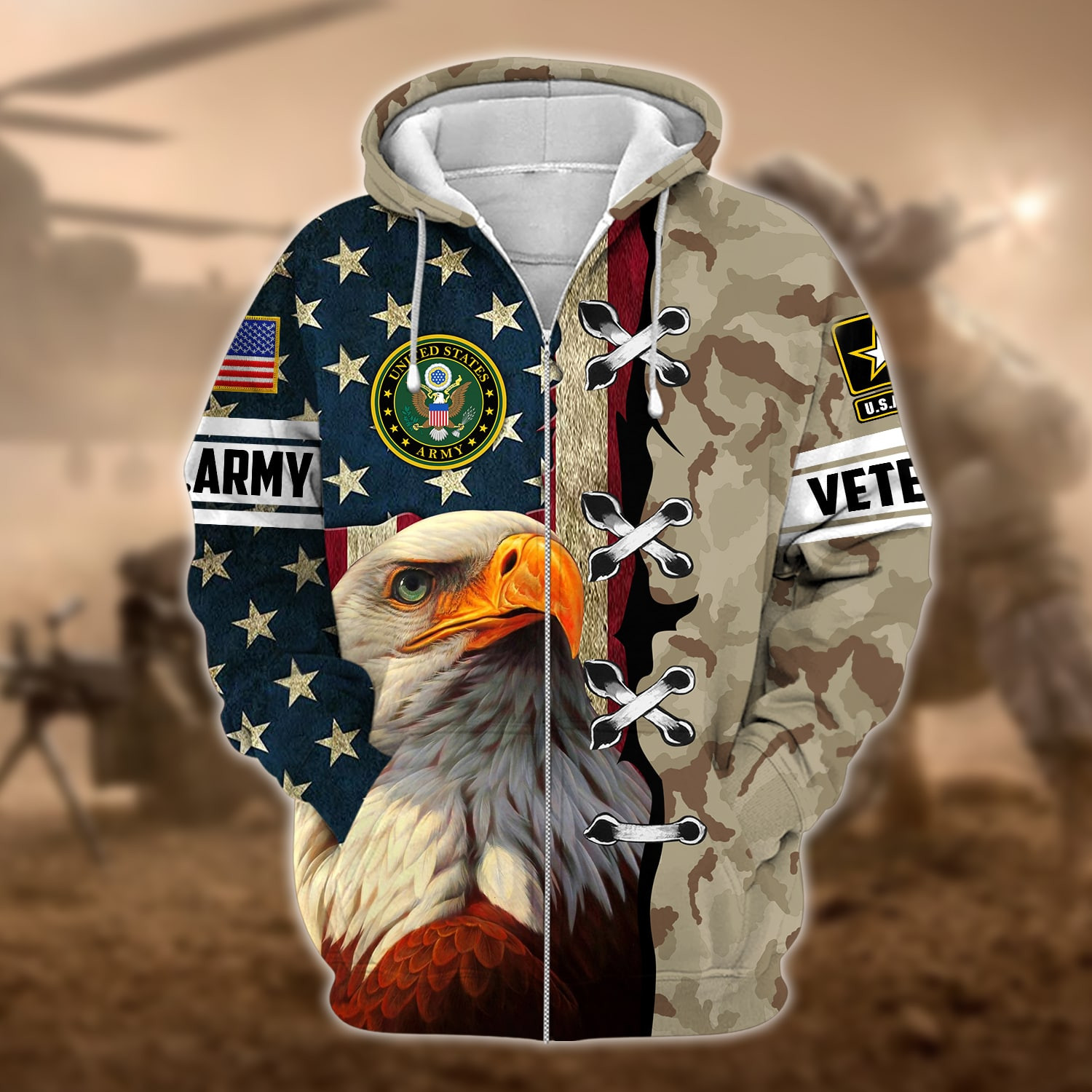 Premium Multiple US Military Services Veteran Zip Up Hoodie PVC231201