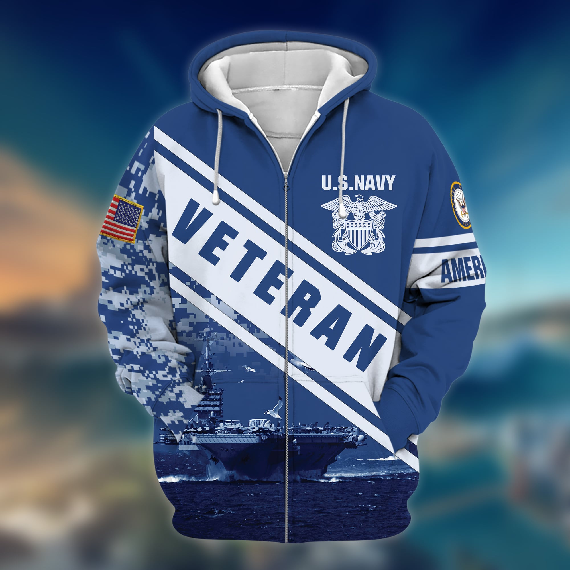 Premium U.S. Navy Veteran Zip Up Hoodie PVC281203