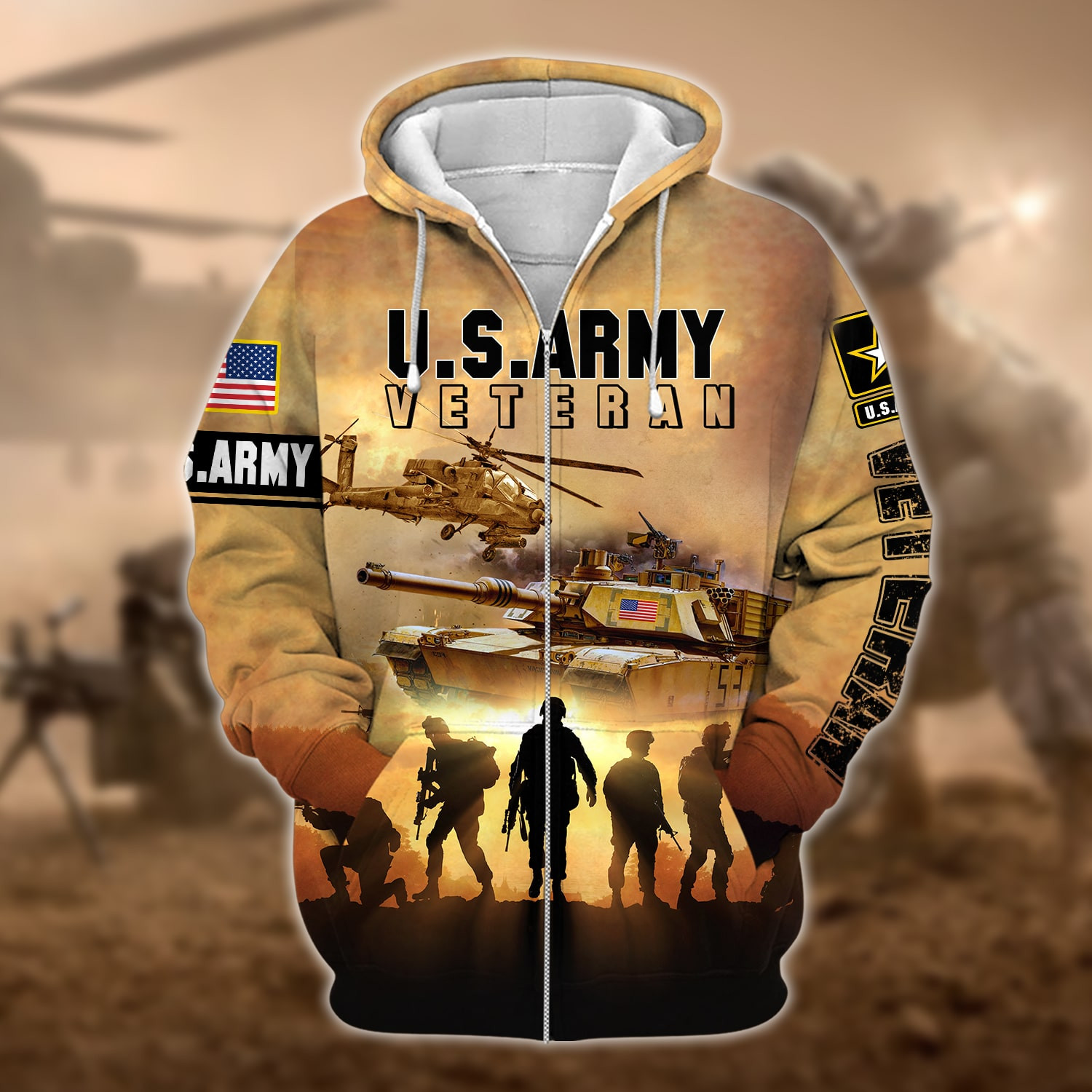 Premium U.S. Army Veteran Zip Up Hoodie PVC241202