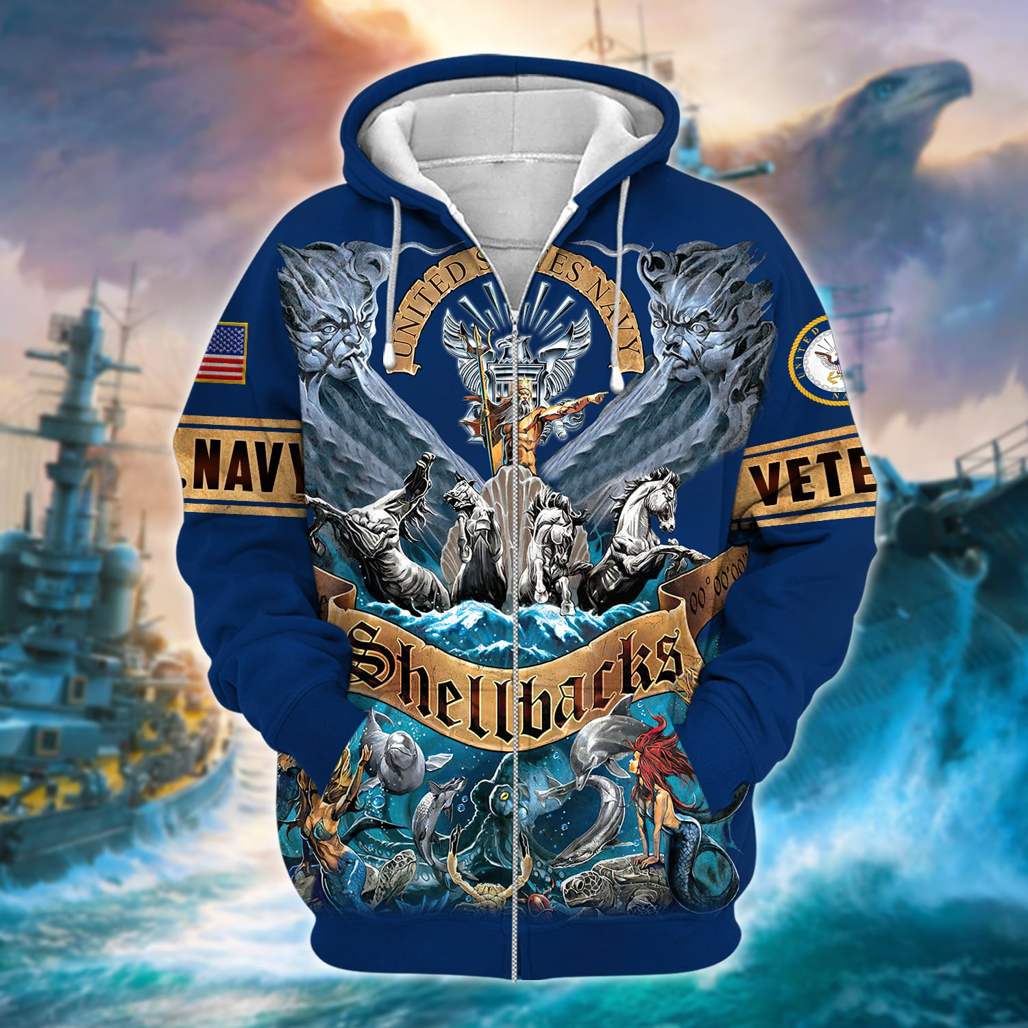 Premium Unique U.S. Navy Veteran Zip Up Hoodie TVN211203