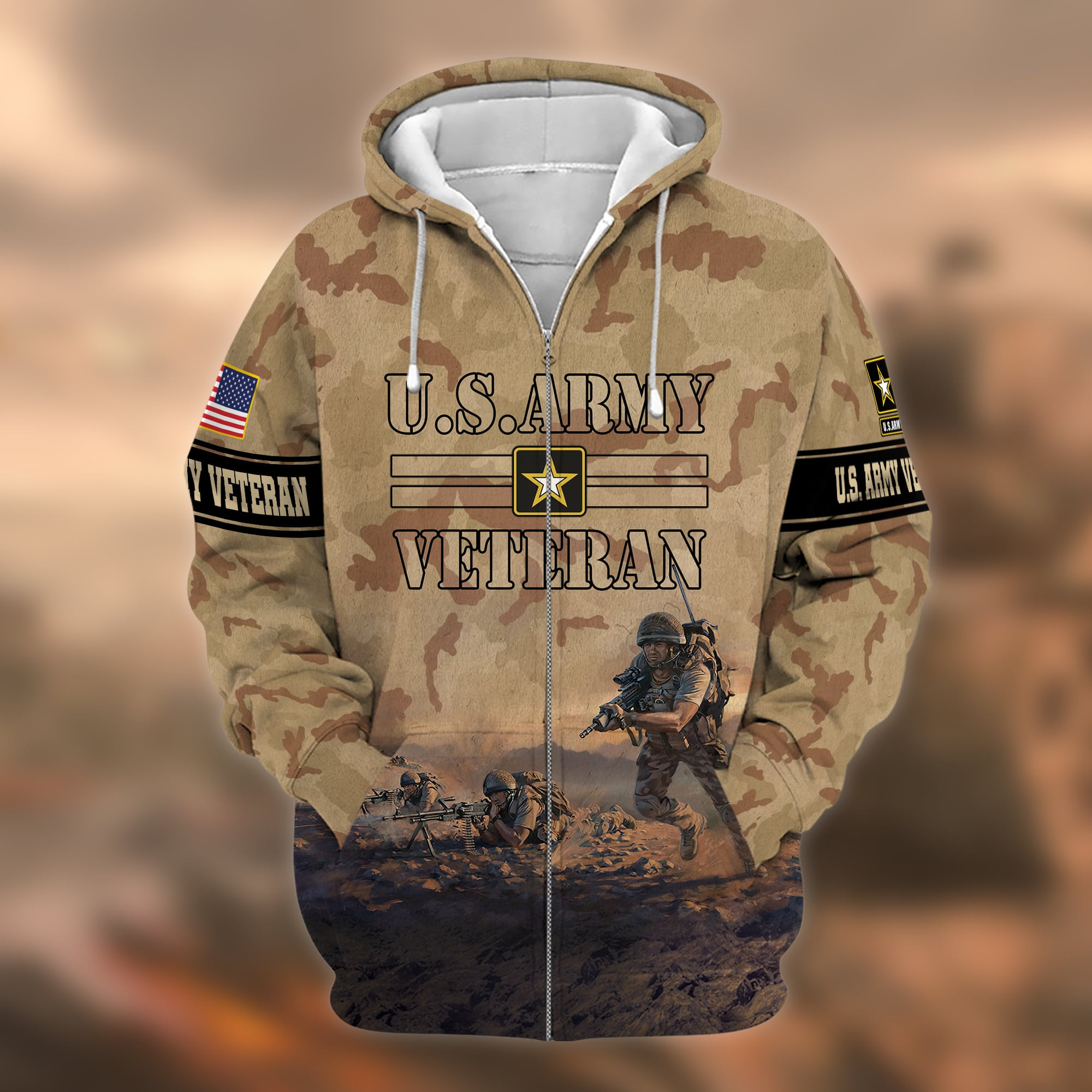 Premium U.S. Army Veteran Zip Up Hoodie PVC050101