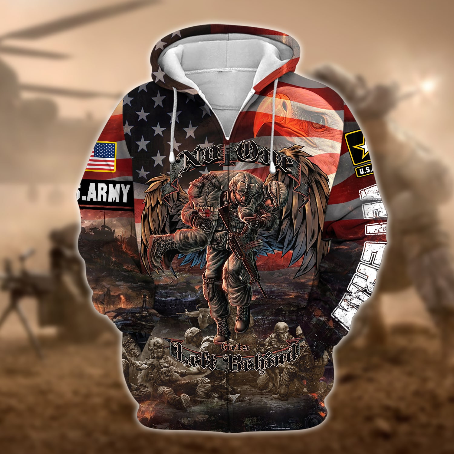 Premium U.S. Army Veteran Zip Up Hoodie PVC301201