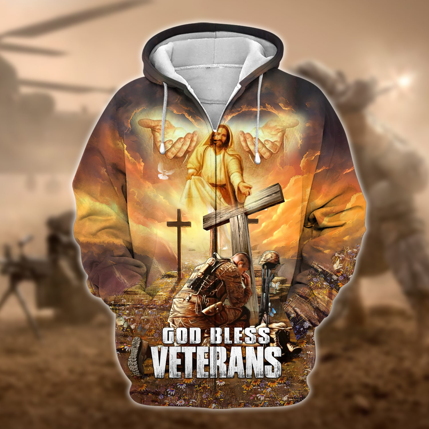 Premium God Bless Veterans Zip Up Hoodie PVC07010301