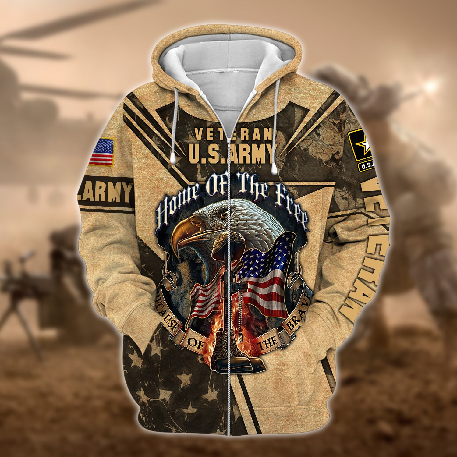 Premium Multiple US Military Services Veteran Zip Up Hoodie PVC271202