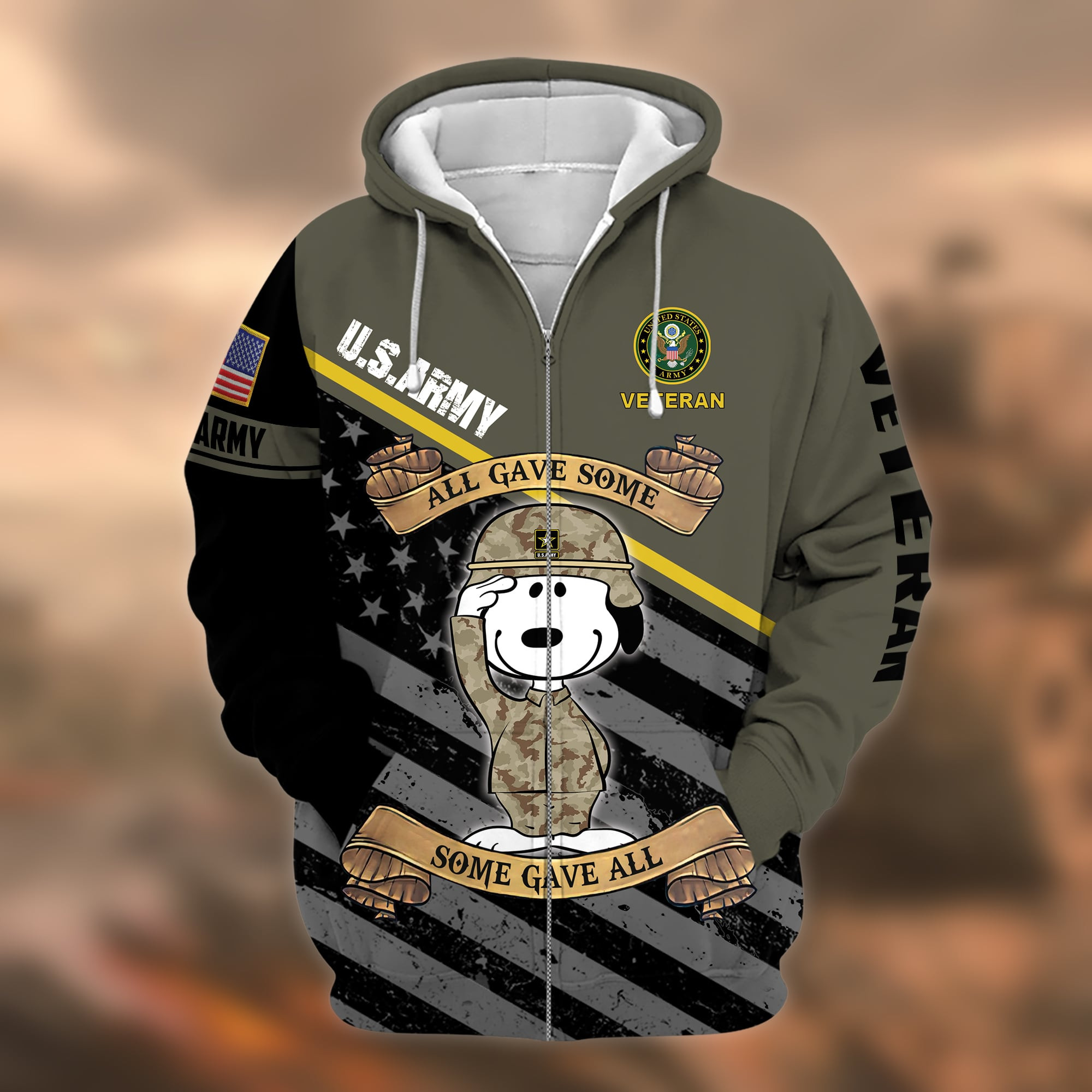 Premium Multiple US Military Services Veteran Zip Up Hoodie PVC070101