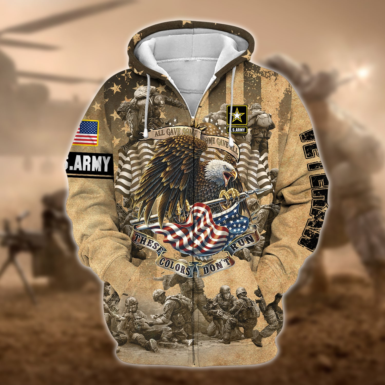 Unique U.S Veteran These Colors Don’t Run Zip Up Hoodie TVN080101