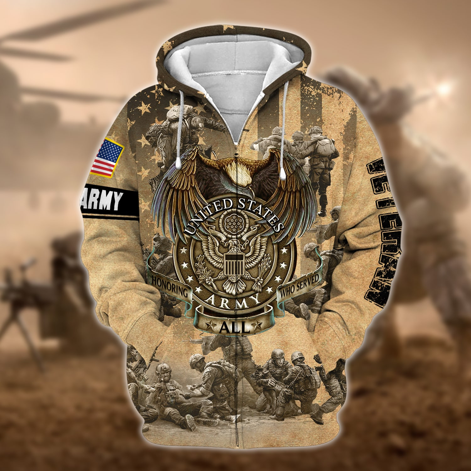 Premium Honoring All Who Served Zip Up Hoodie TVN120105