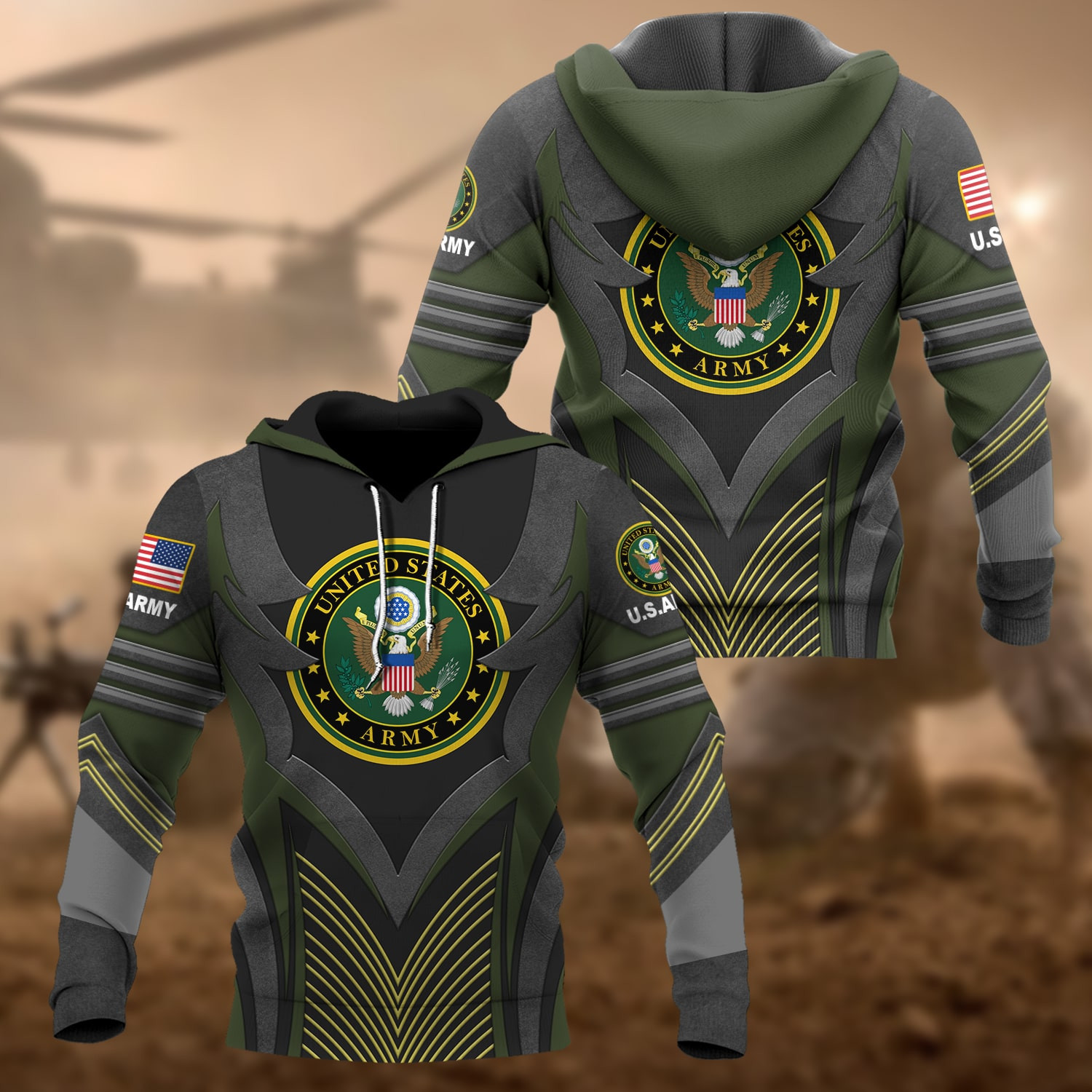 Premium Multiple US Military Services Veteran Hoodie PVC120101