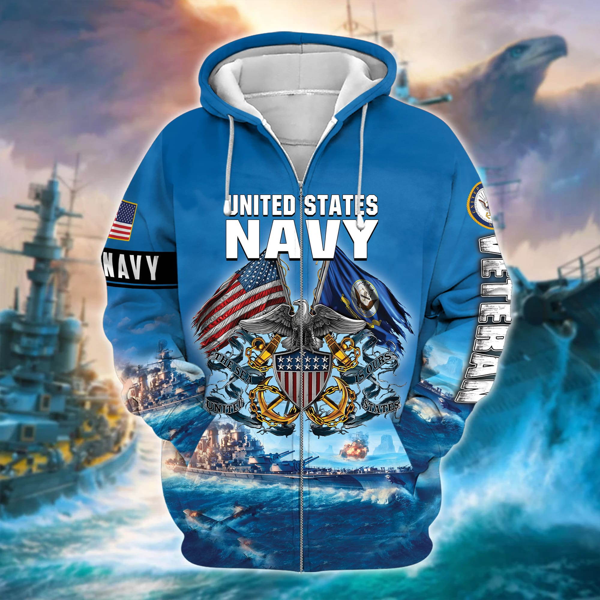 Premium U.S. Navy Veteran Zip Up Hoodie PVC120102