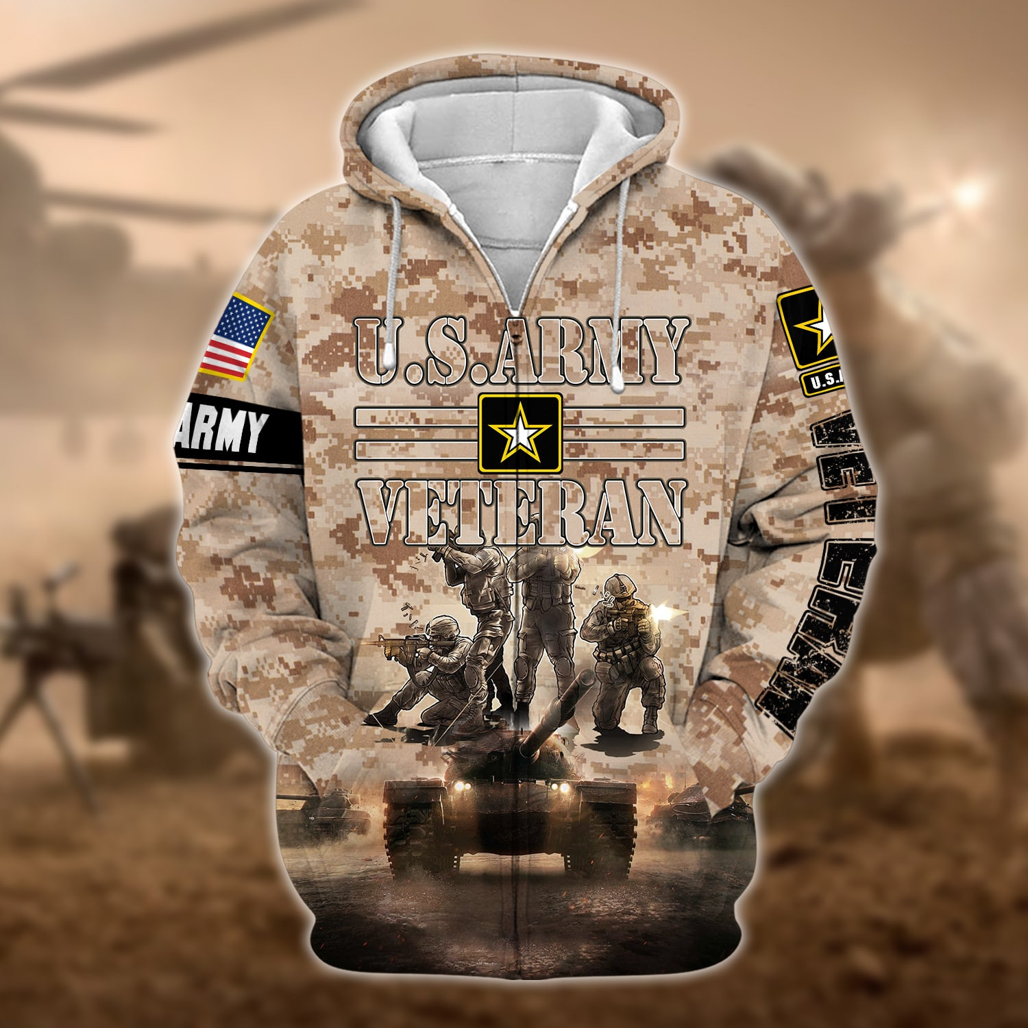 Premium Multiple US Military Services Veteran Zip Up Hoodie PVC130101