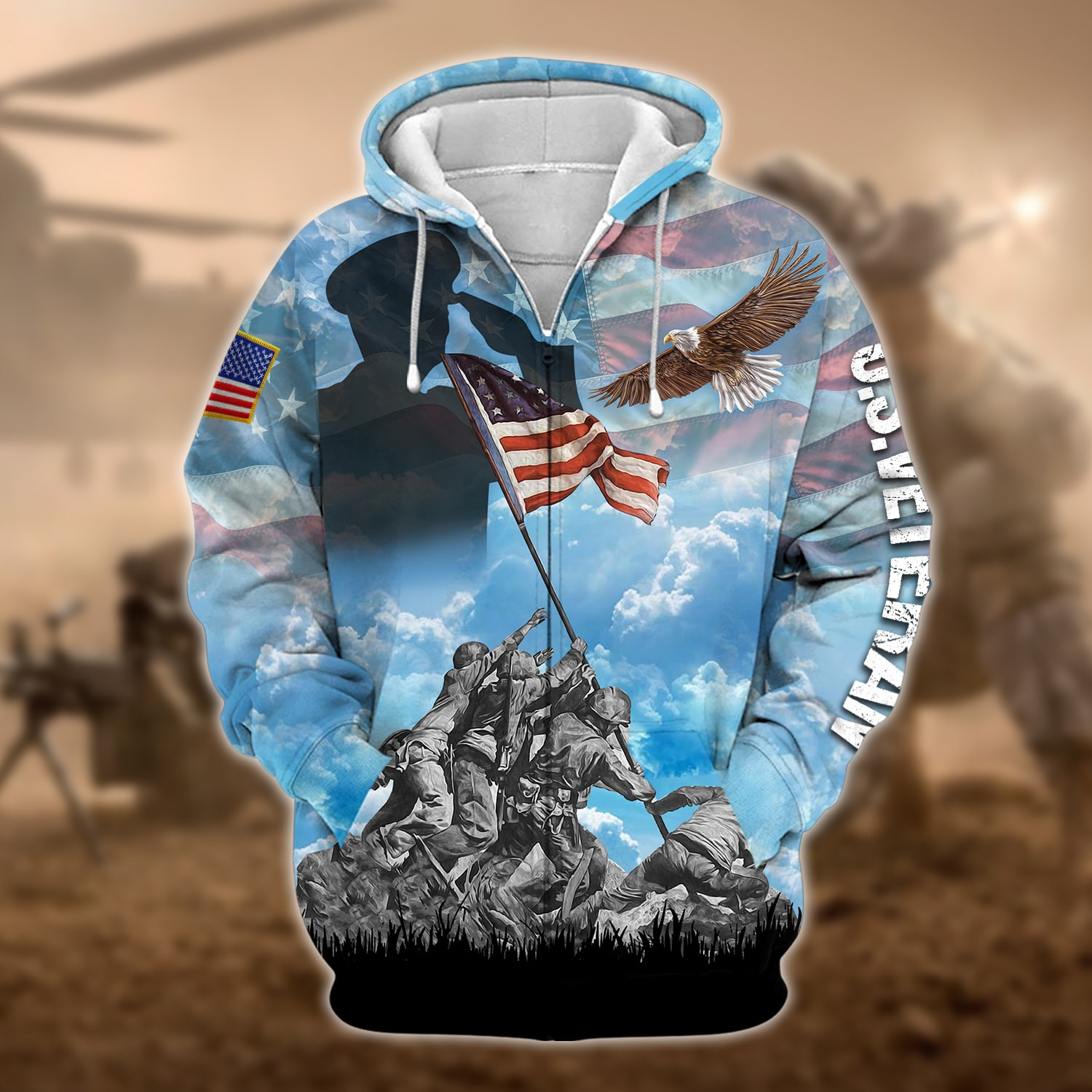 Unique U.S. Veteran Zip Up Hoodie TVN120103