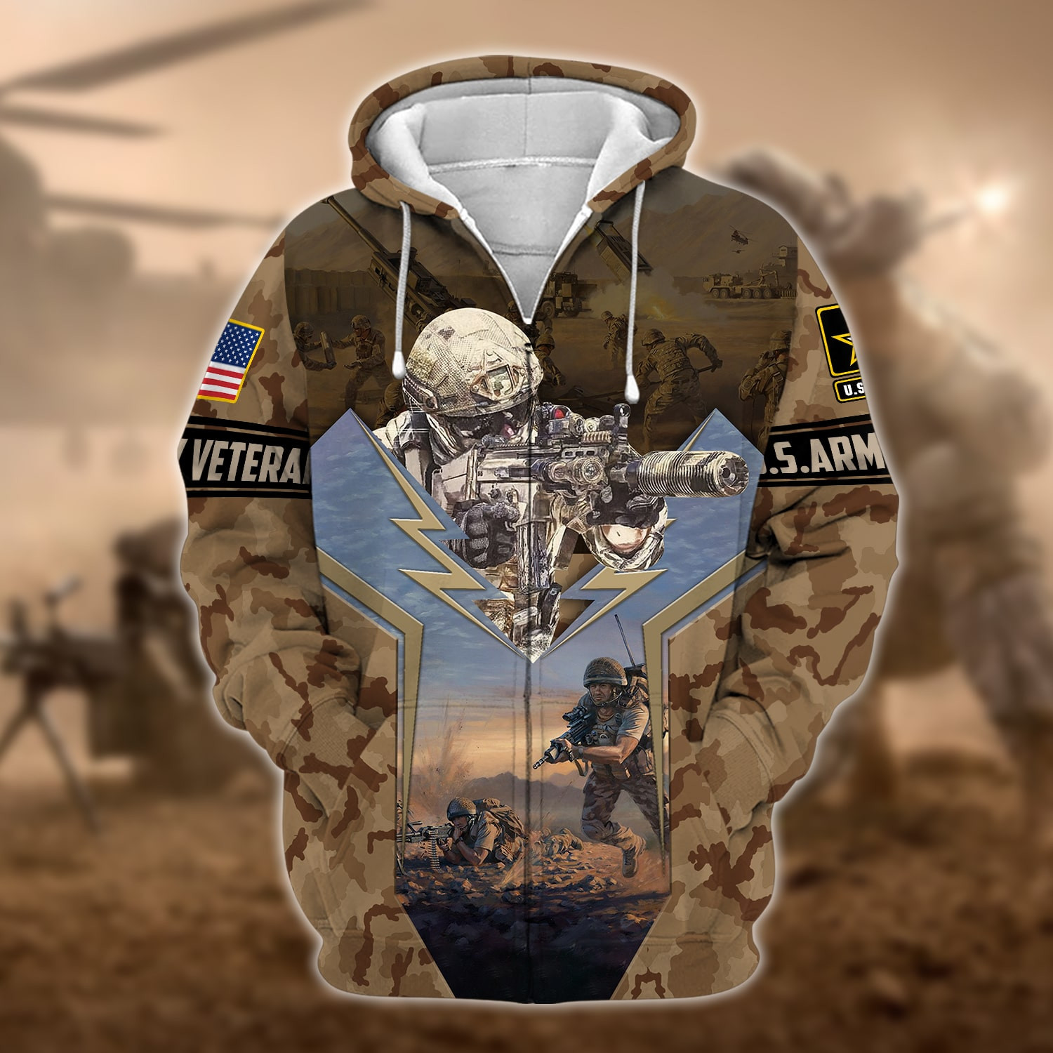 Unique U.S. Army Veteran Zip Up Hoodie PVC120103