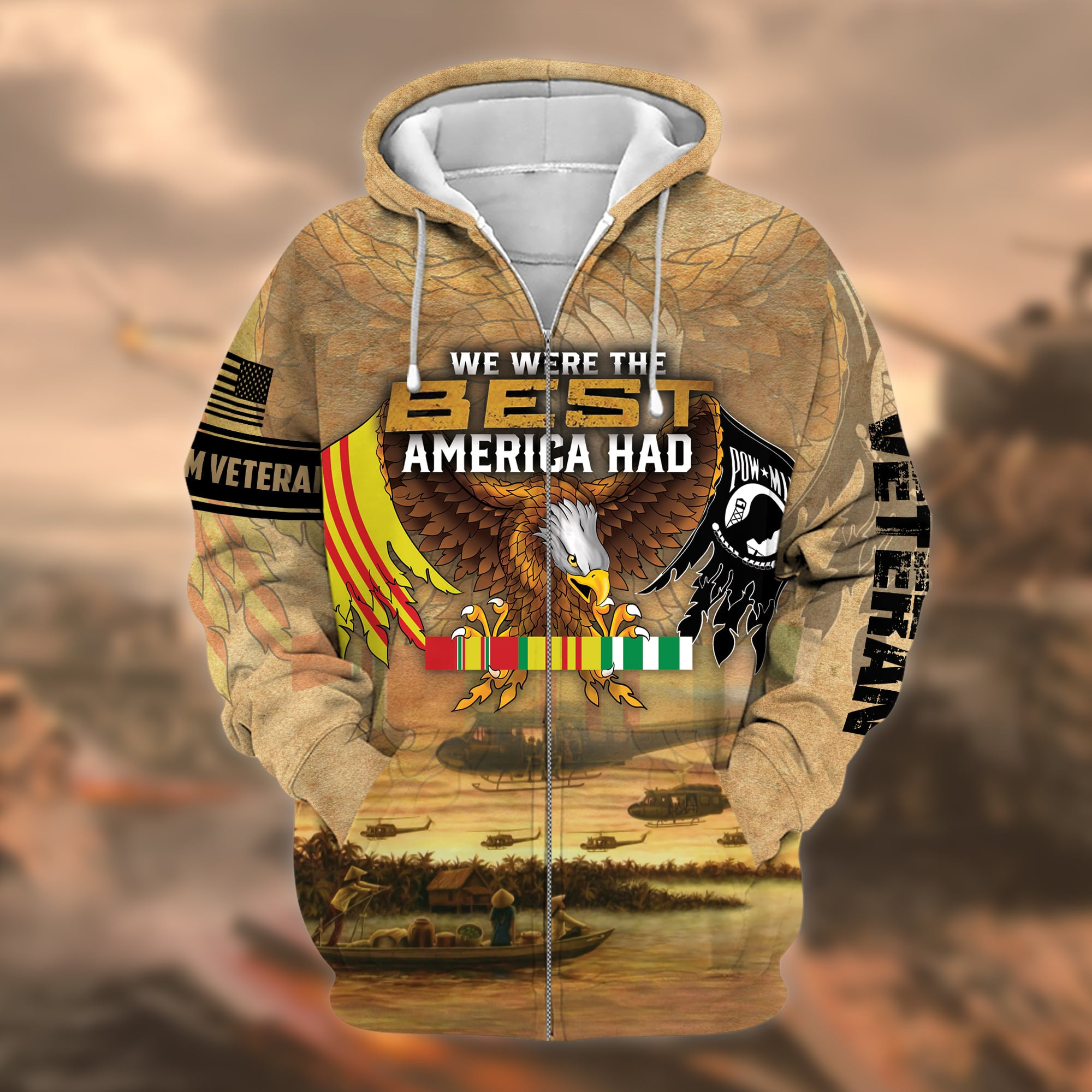 Unique Vietnam Veteran Memorial Zip Up Hoodie TVN170104