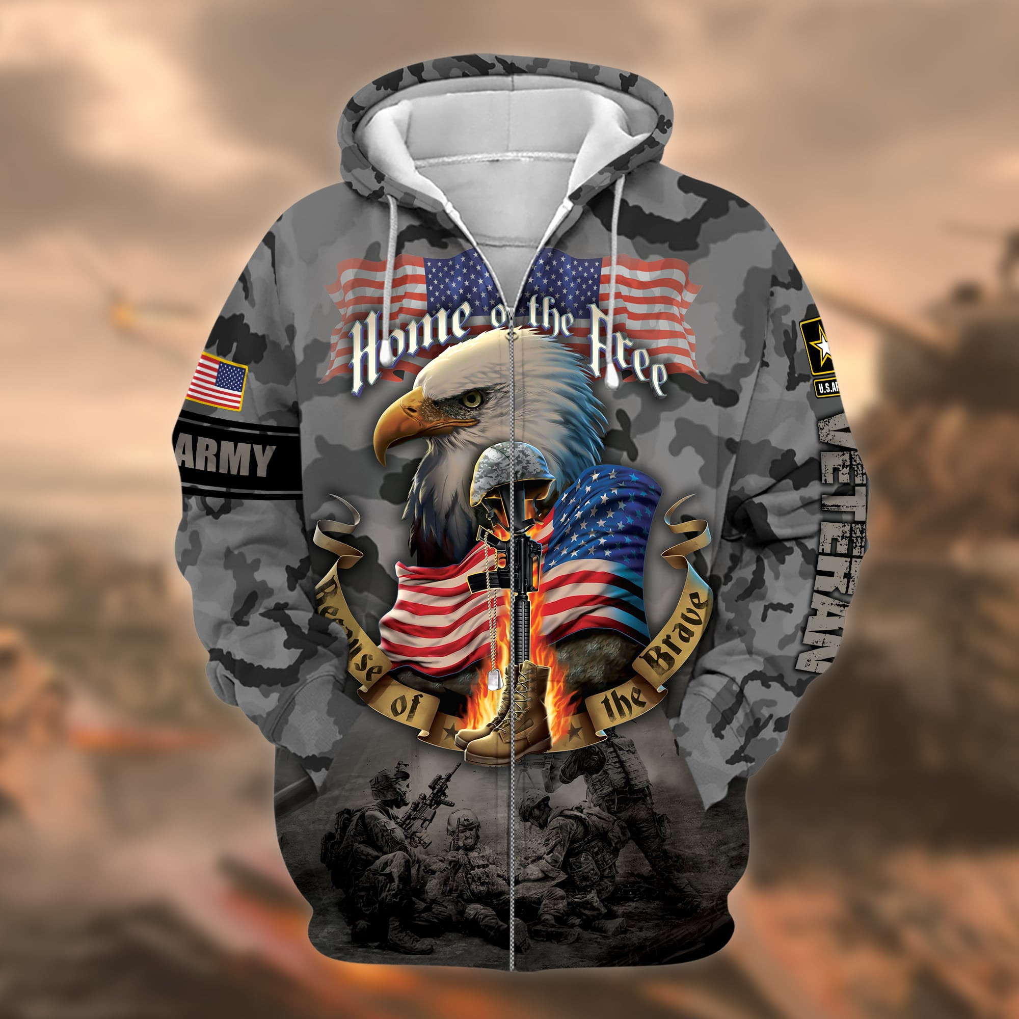 Unique U.S. Army Veteran Zip Up Hoodie PVC160101