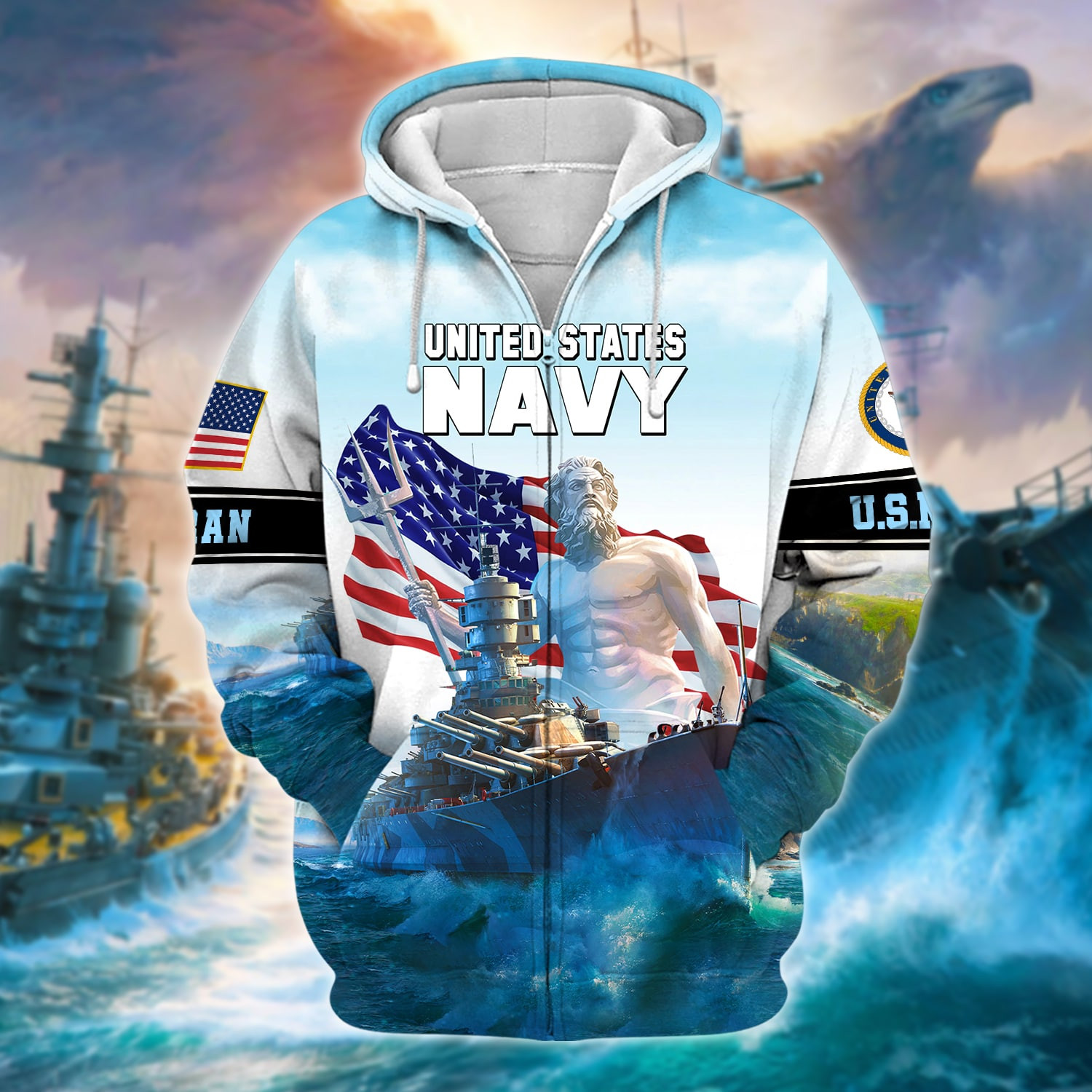 Premium U.S. Navy Veteran Zip Up Hoodie PVC180102