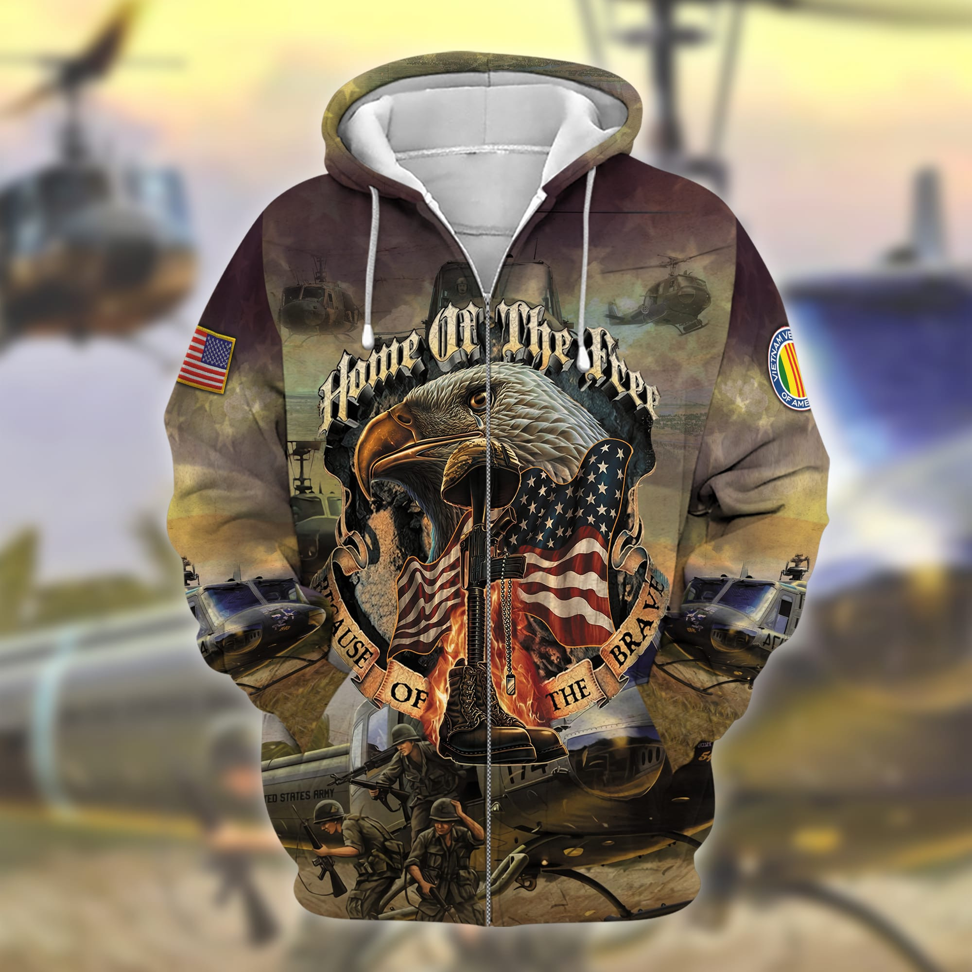 Home Of The Free Because Of The Brave Zip Up Hoodie TVN210101