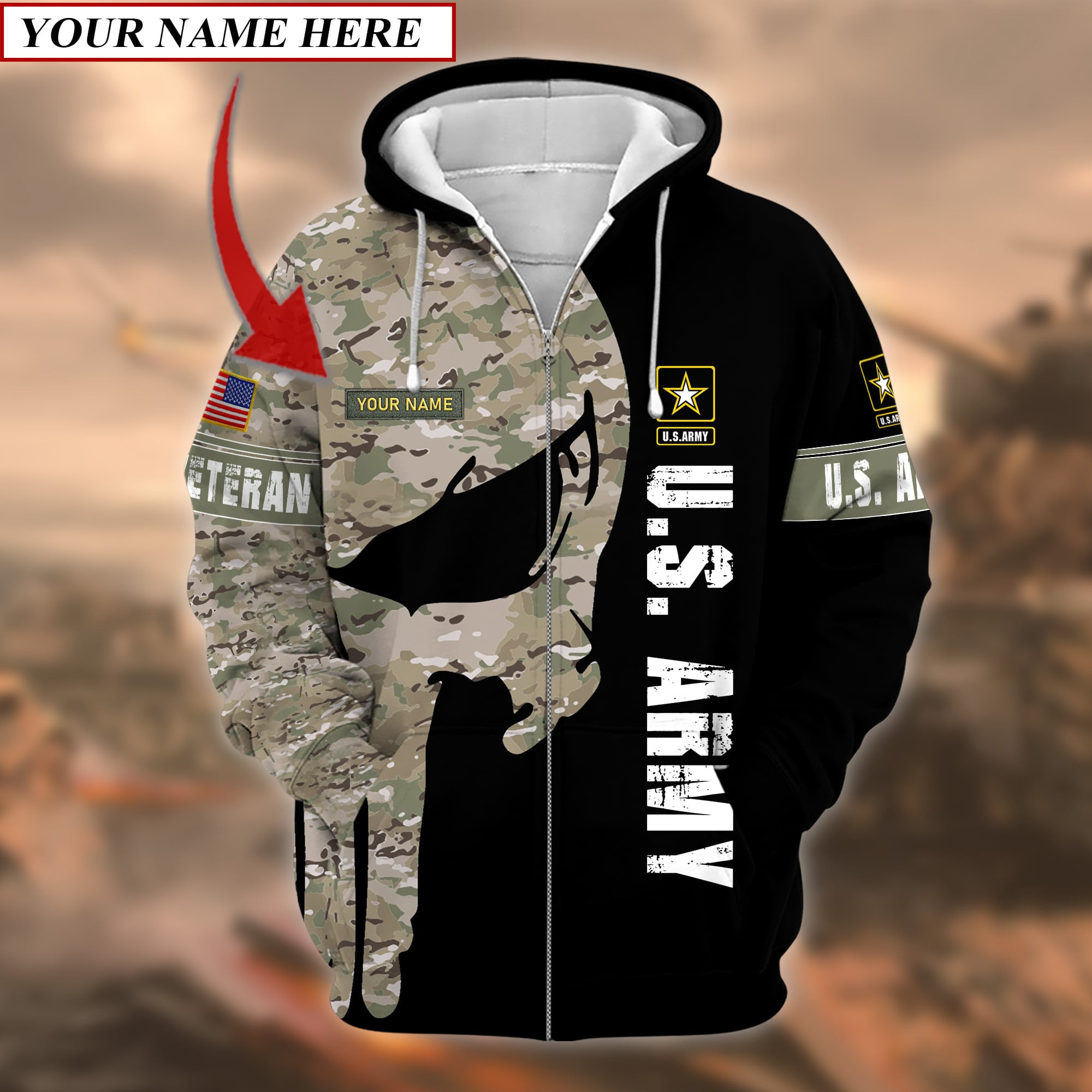 Premium Multiple US Military Services Veteran Personalize Zip Up Hoodie PVC24010301