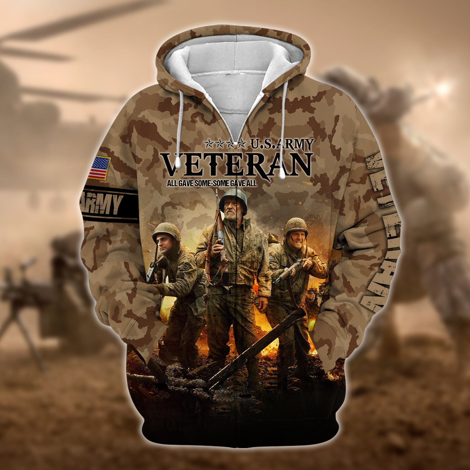 Premium U.S. Army Veteran Zip Up Hoodie PVC140203