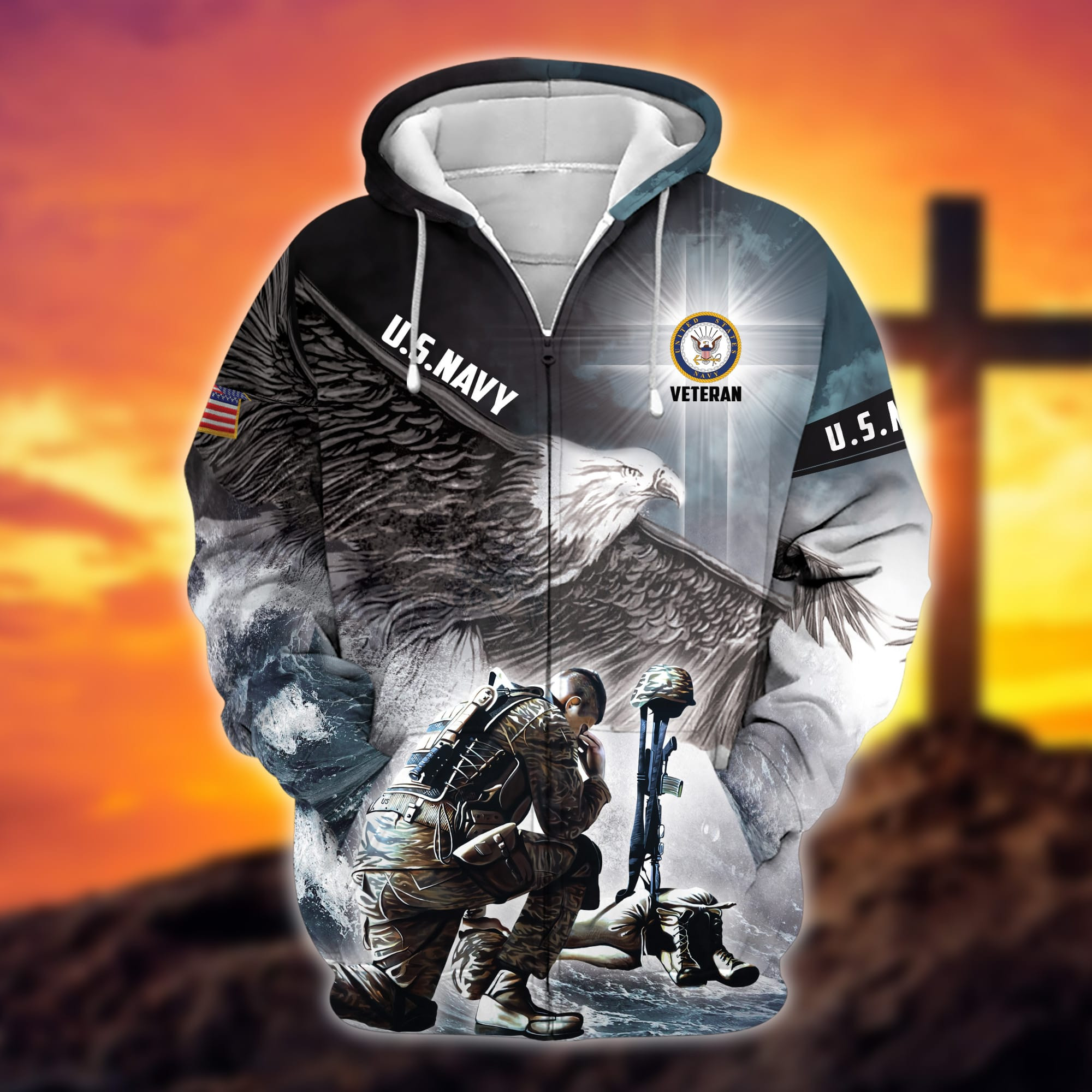 Premium U.S. Navy Veteran Zip Up Hoodie PVC120203