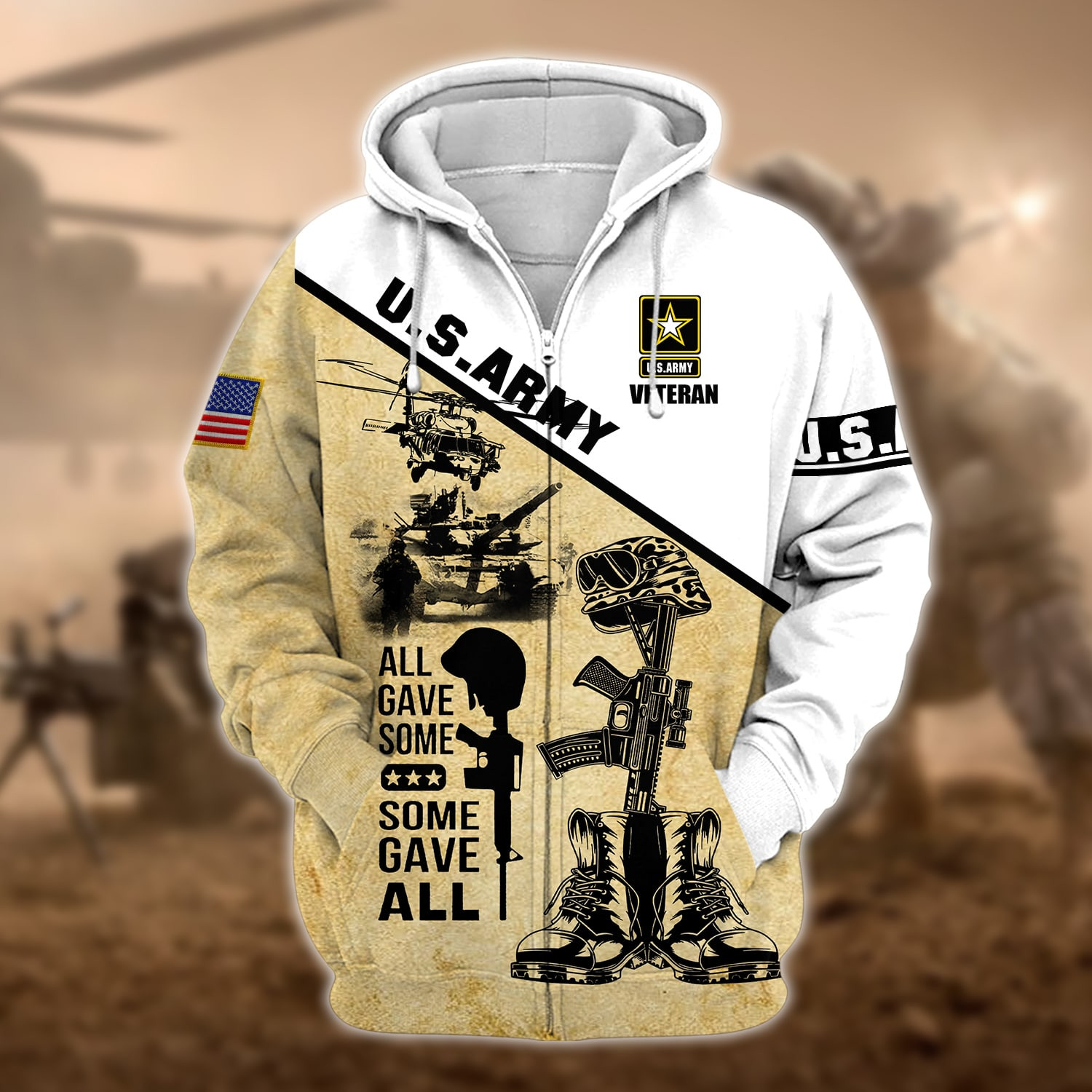 Unique U.S.Army Veteran Zip Up Hoodie PVC150202