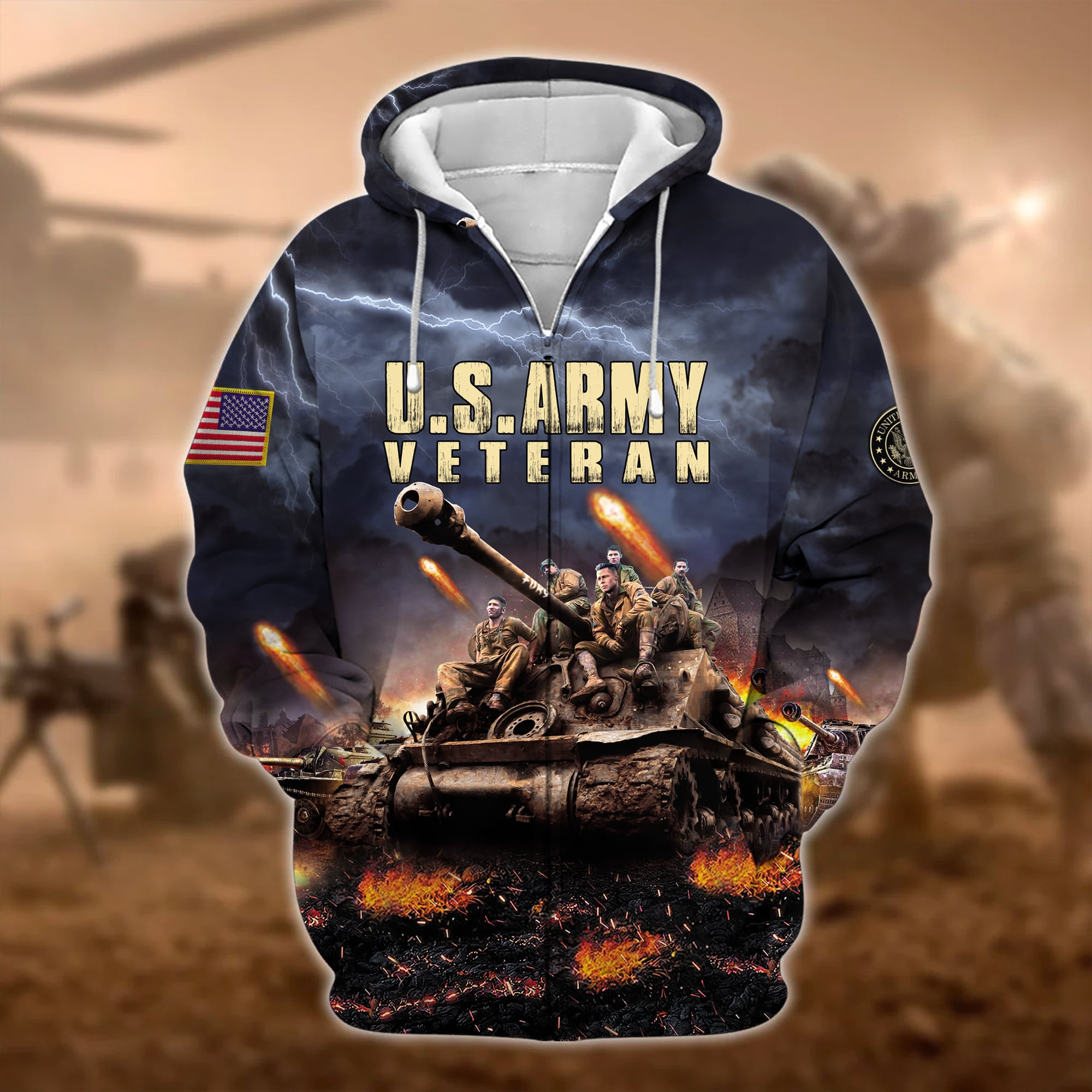 Premium U.S. Army Veteran Zip Up Hoodie PVC140202
