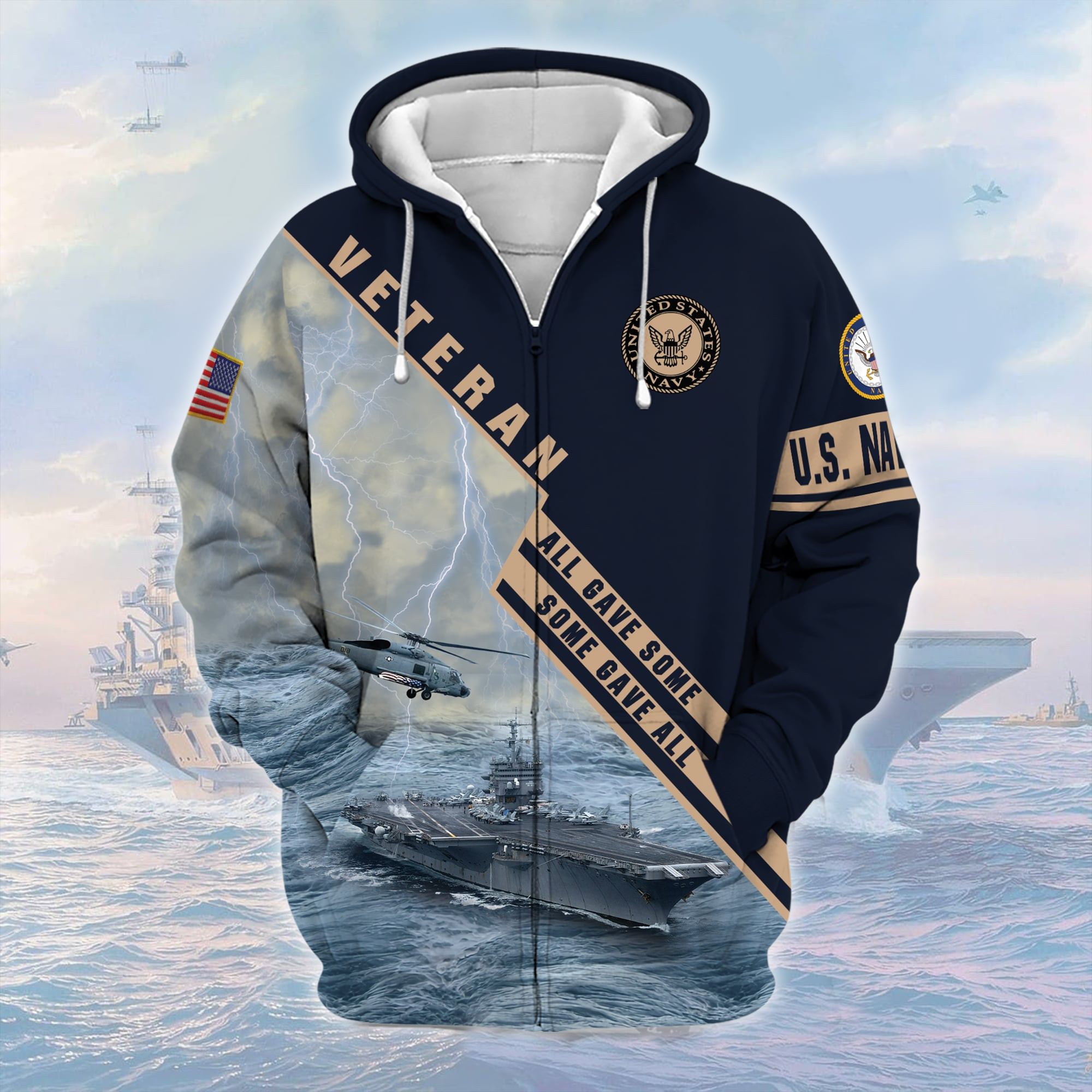 Premium U.S. Navy Veteran Zip Up Hoodie PVC140205