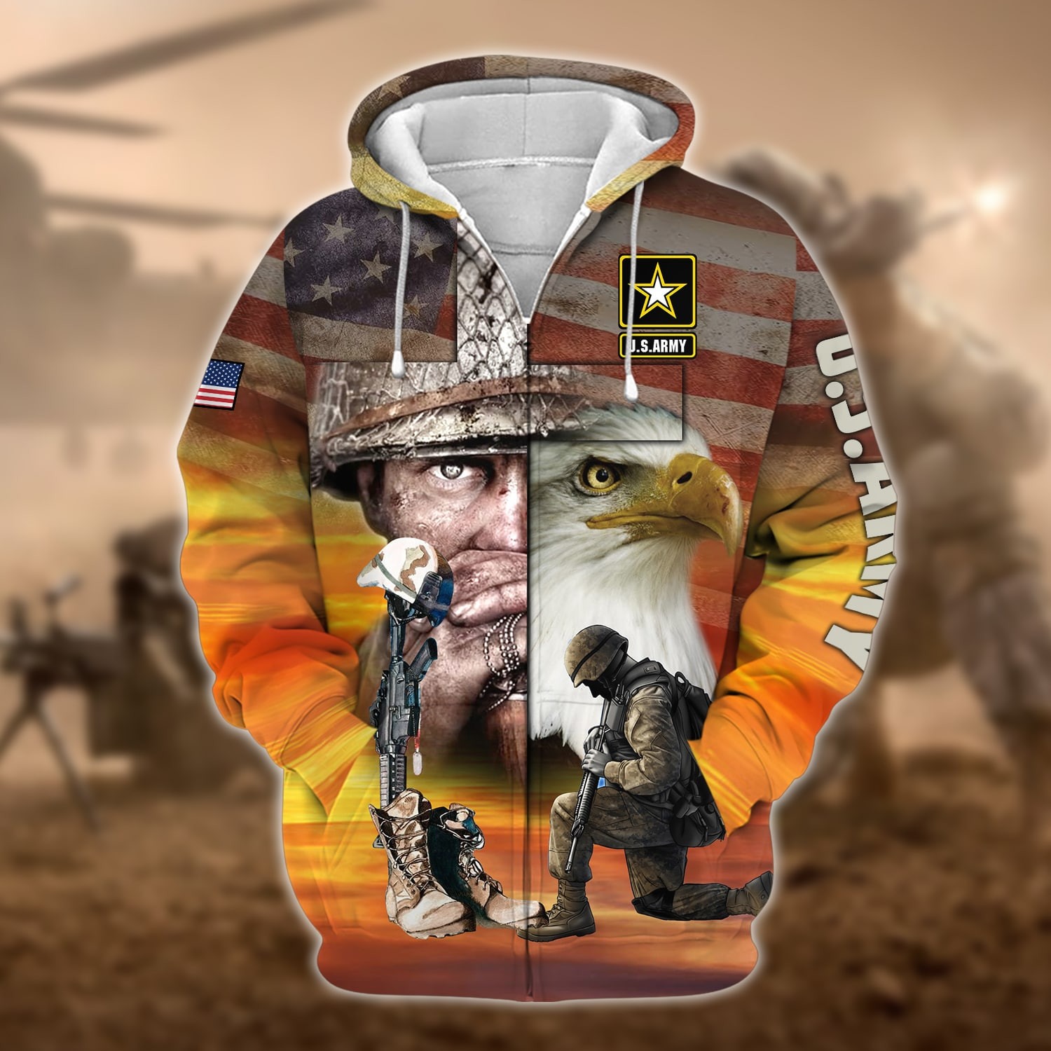 Proud U.S.Veteran Zip Up Hoodie TVN190204