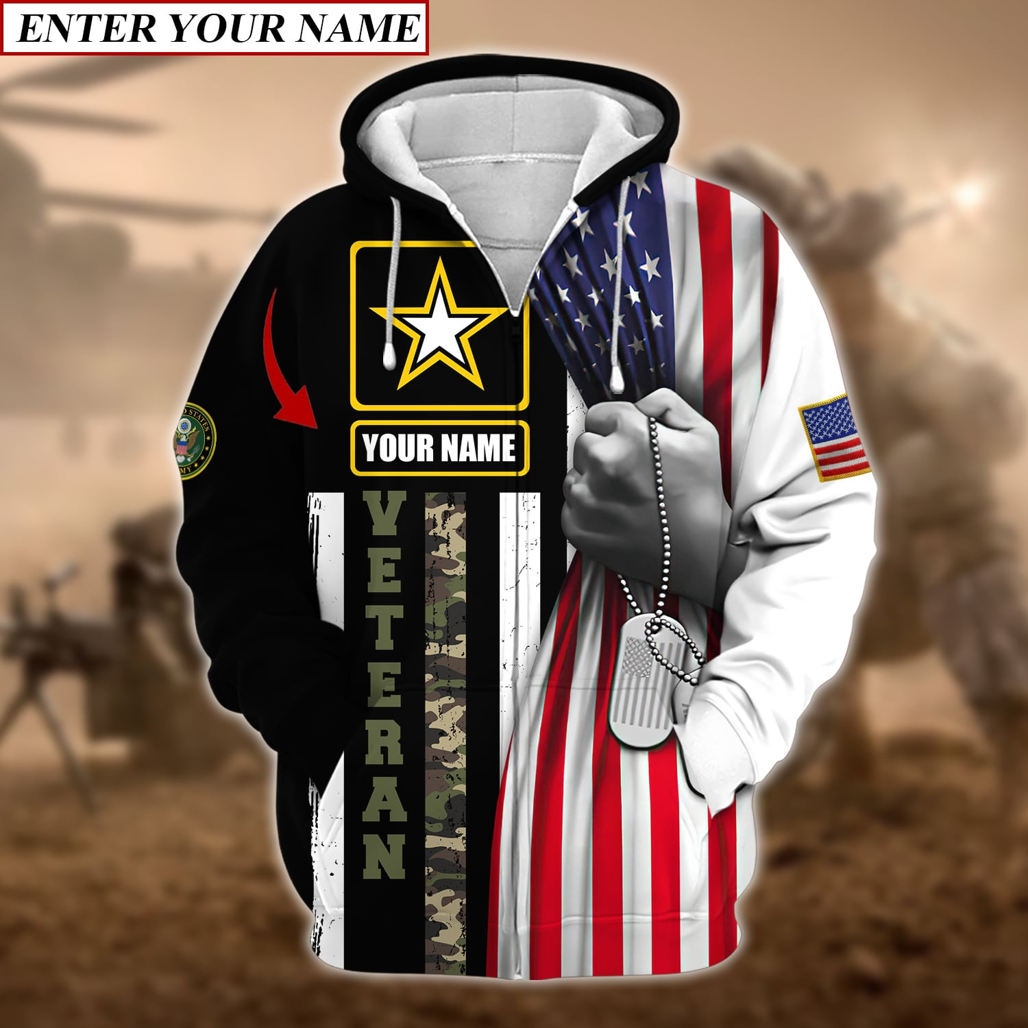 Personalised Premium Multiple U.S Services Veteran Zip Up Hoodie TVN190201