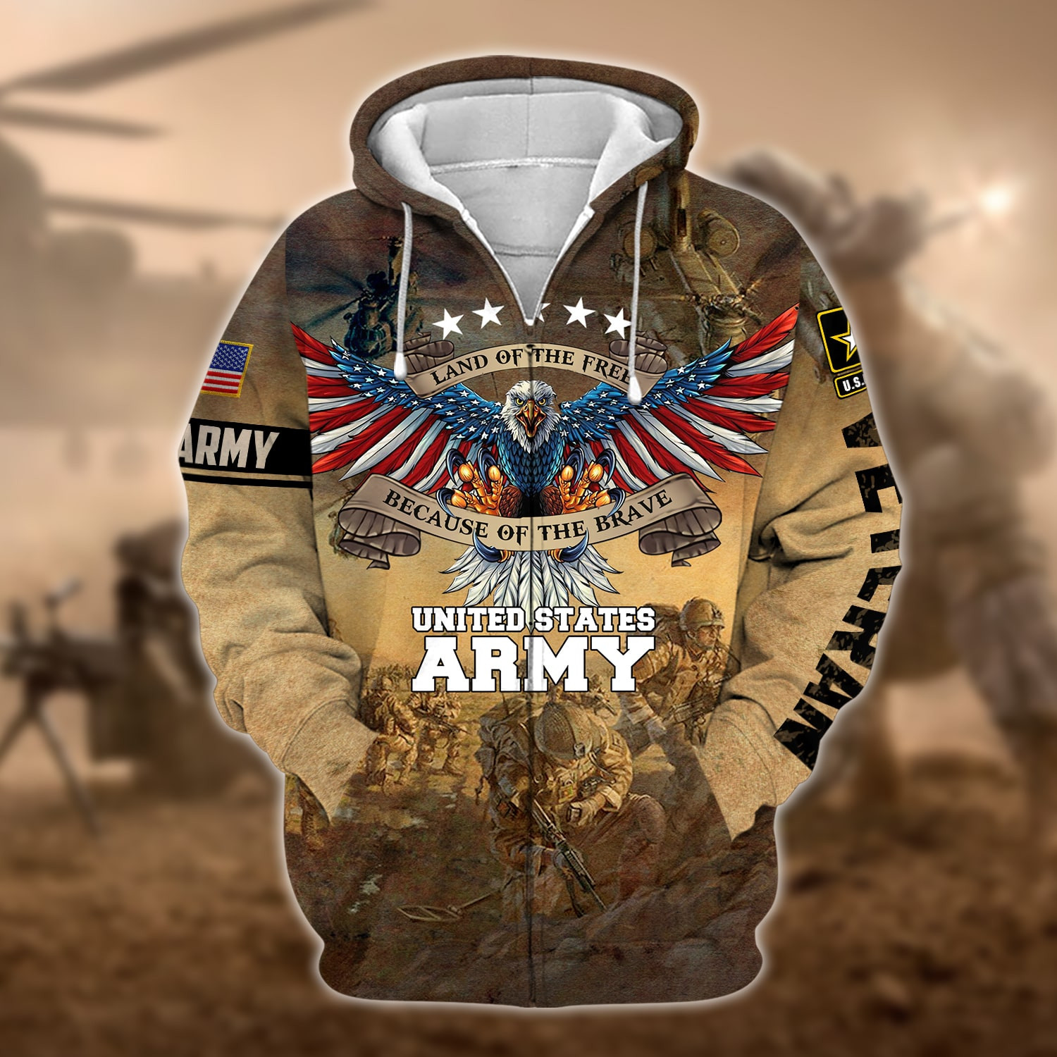 Unique U.S. Army Veteran Zip Up Hoodie PVC150204