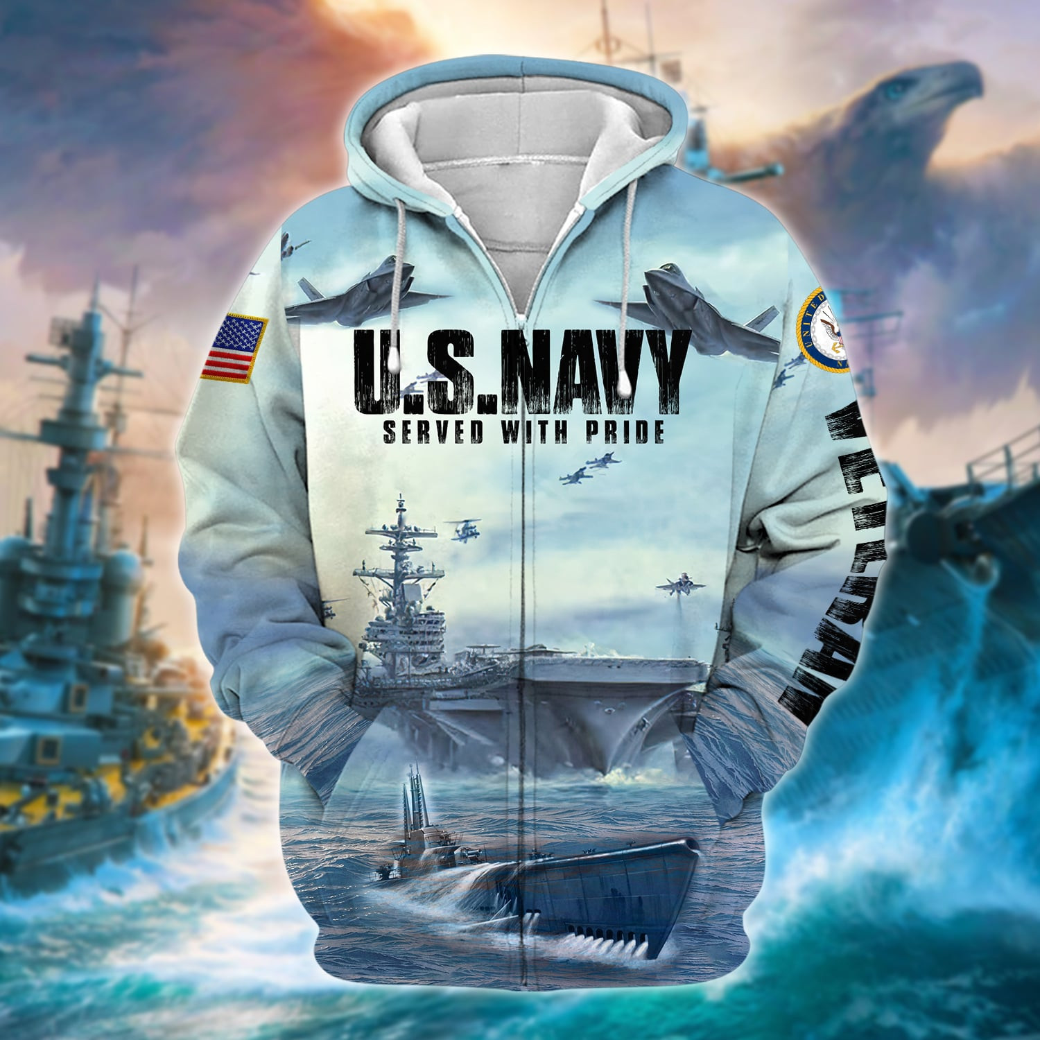 Premium U.S. Navy Veteran Zip Hoodie PVC160201