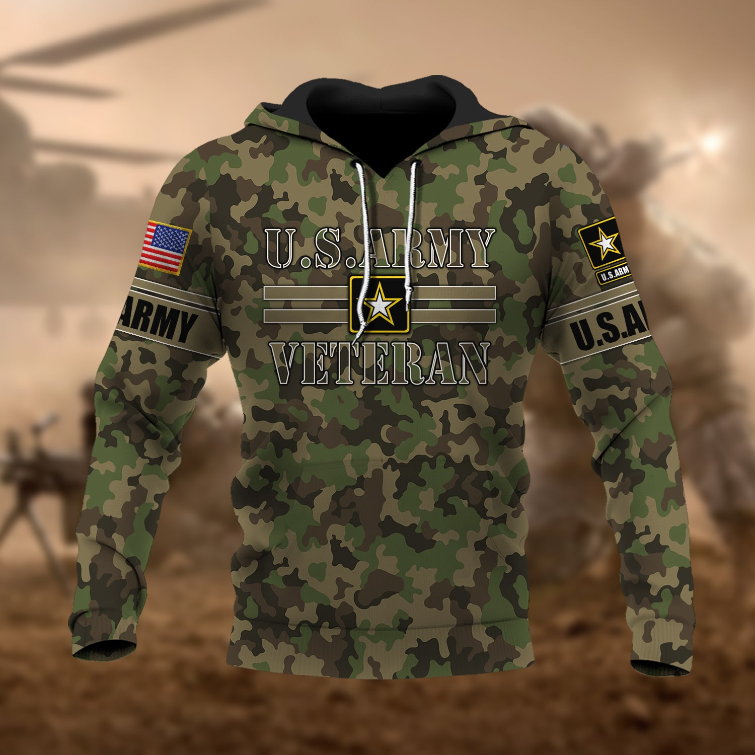 Premium U.S Multiple Service Veteran Hoodie PVC180202