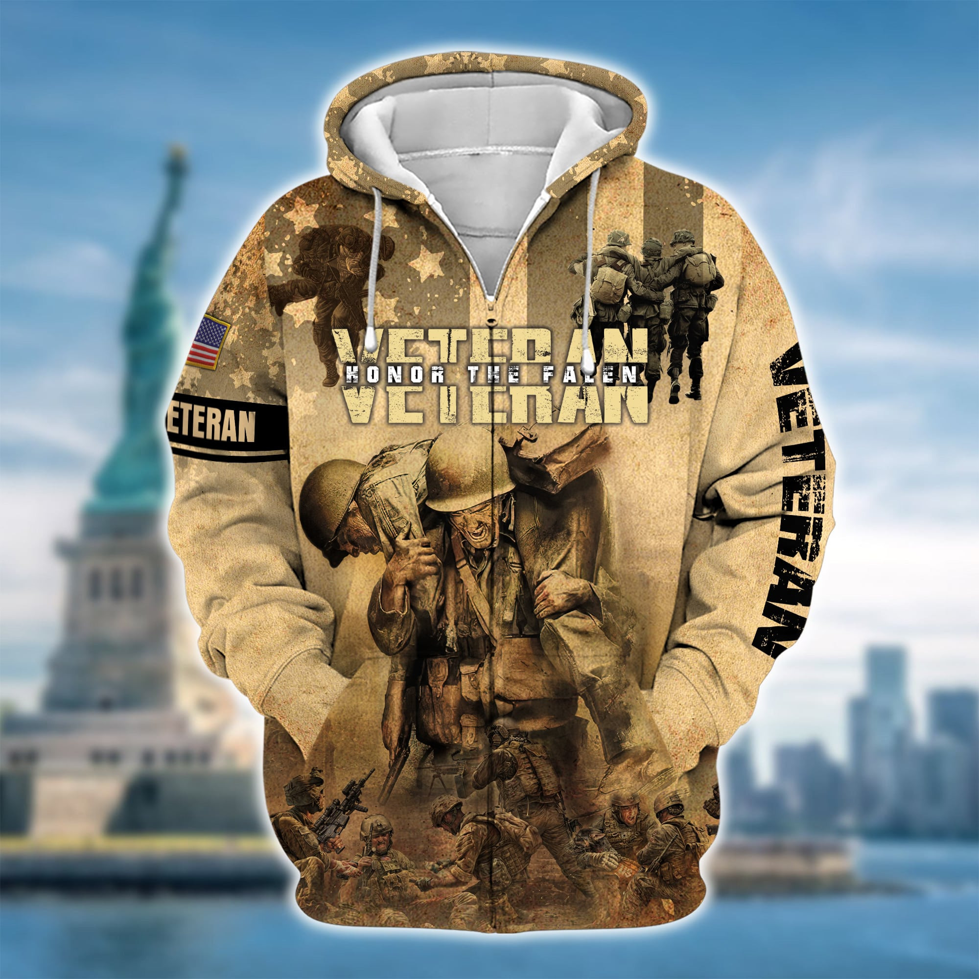 Premium Honor The Falen Veteran Zip Up Hoodie PVC170201