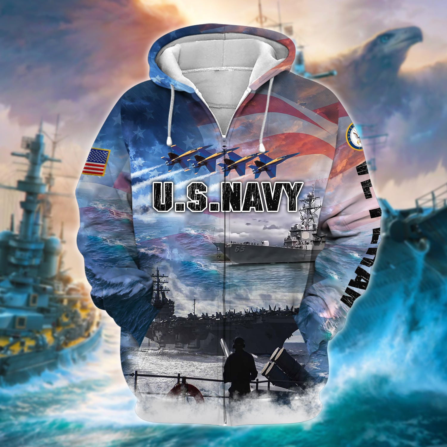 Premium U.S. Navy Veteran Zip Up Hoodie PVC190202
