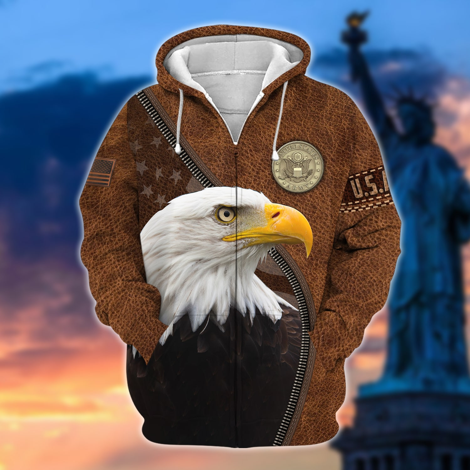 Premium U.S Multiple Service Veteran Zip Up Hoodie TVN190203