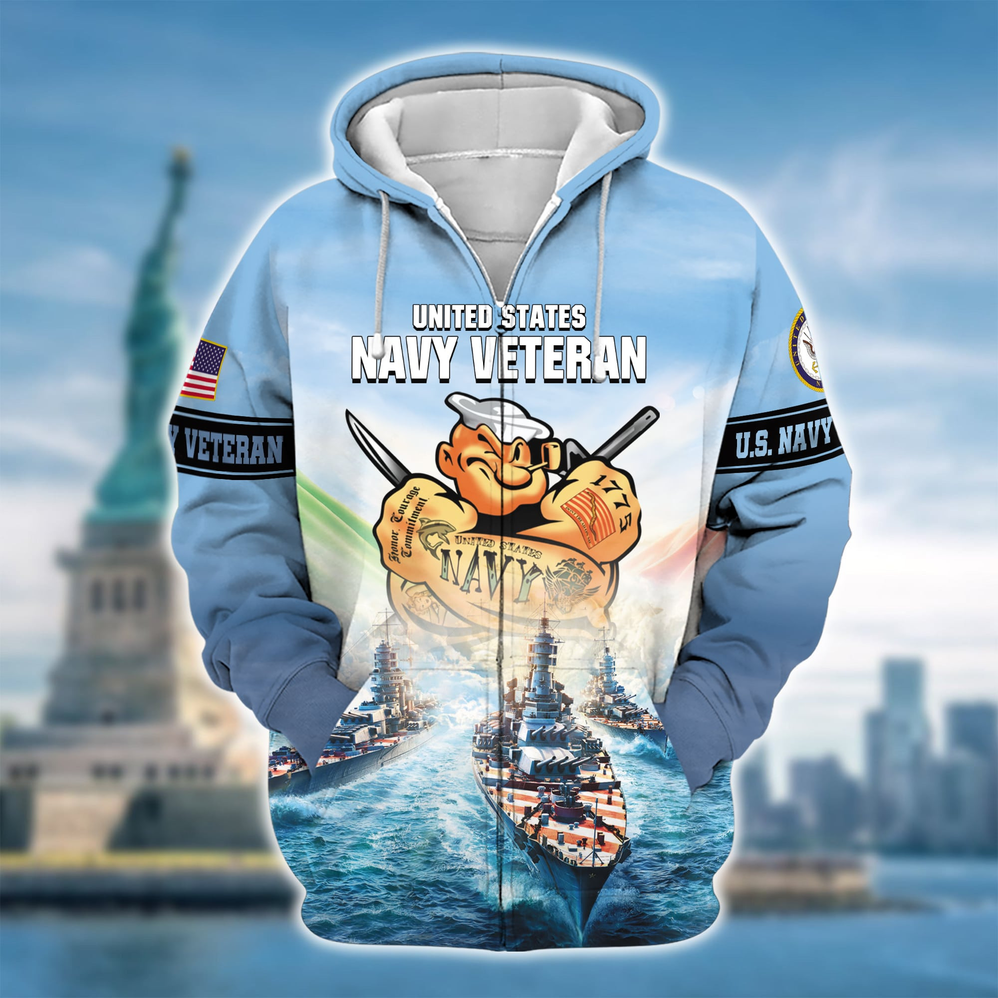 Premium U.S. Navy Veteran Zip Up Hoodie PVC160203