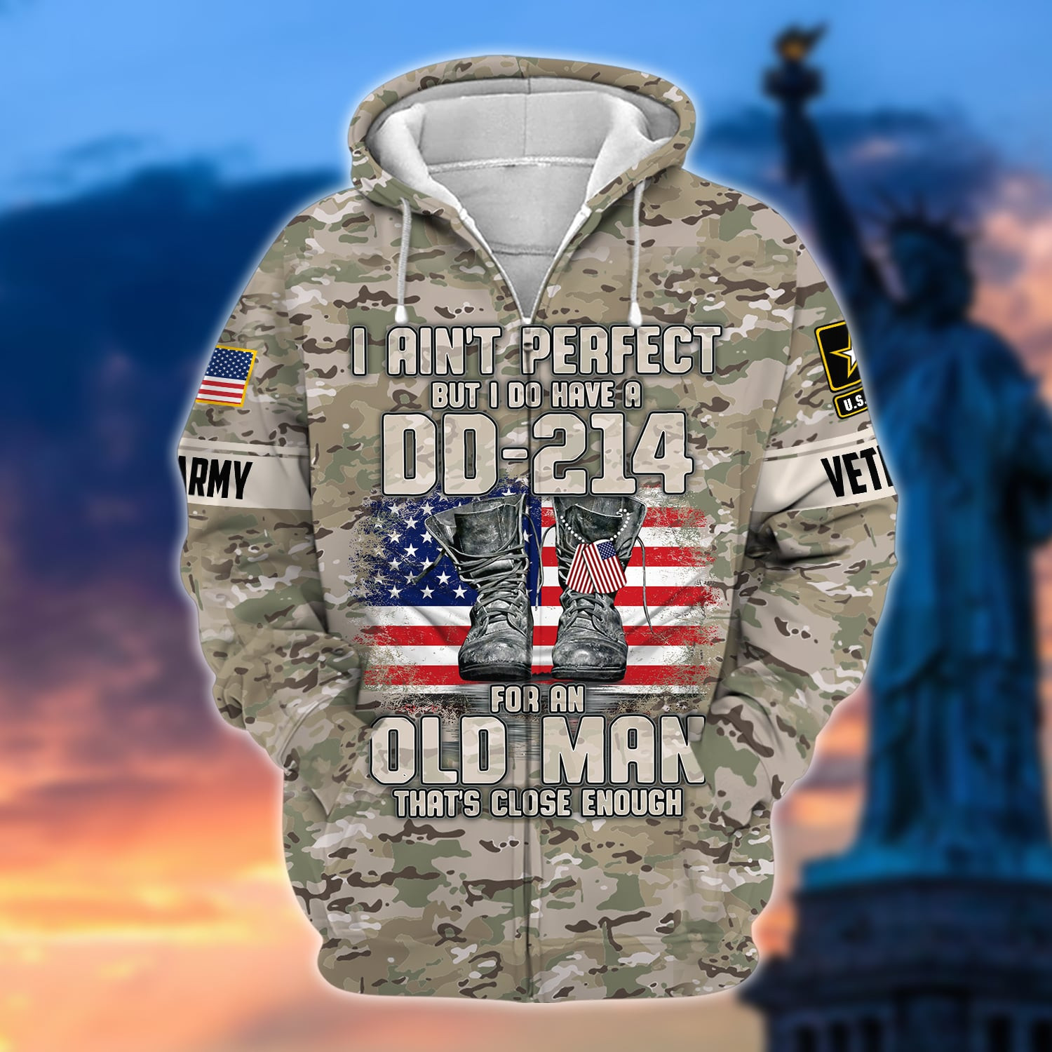 Premium U.S Multiple Service Veteran Zip Up Hoodie PVC220201