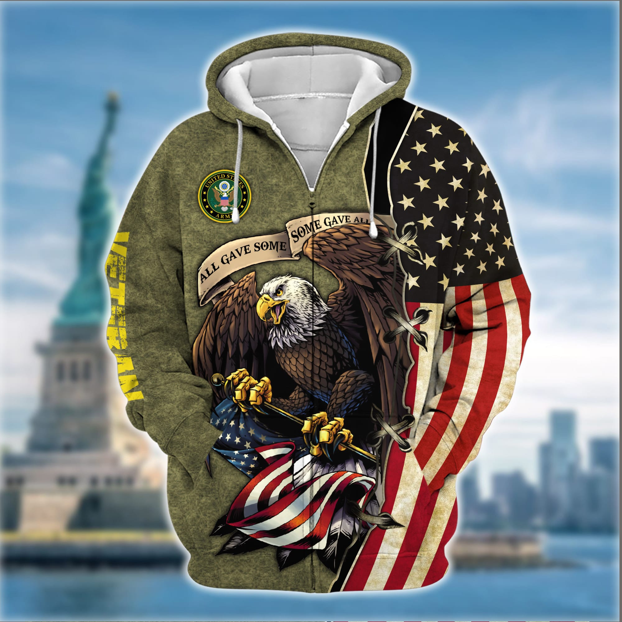 Premium U.S Multiple Service Veteran Zip Up Hoodie PVC220203
