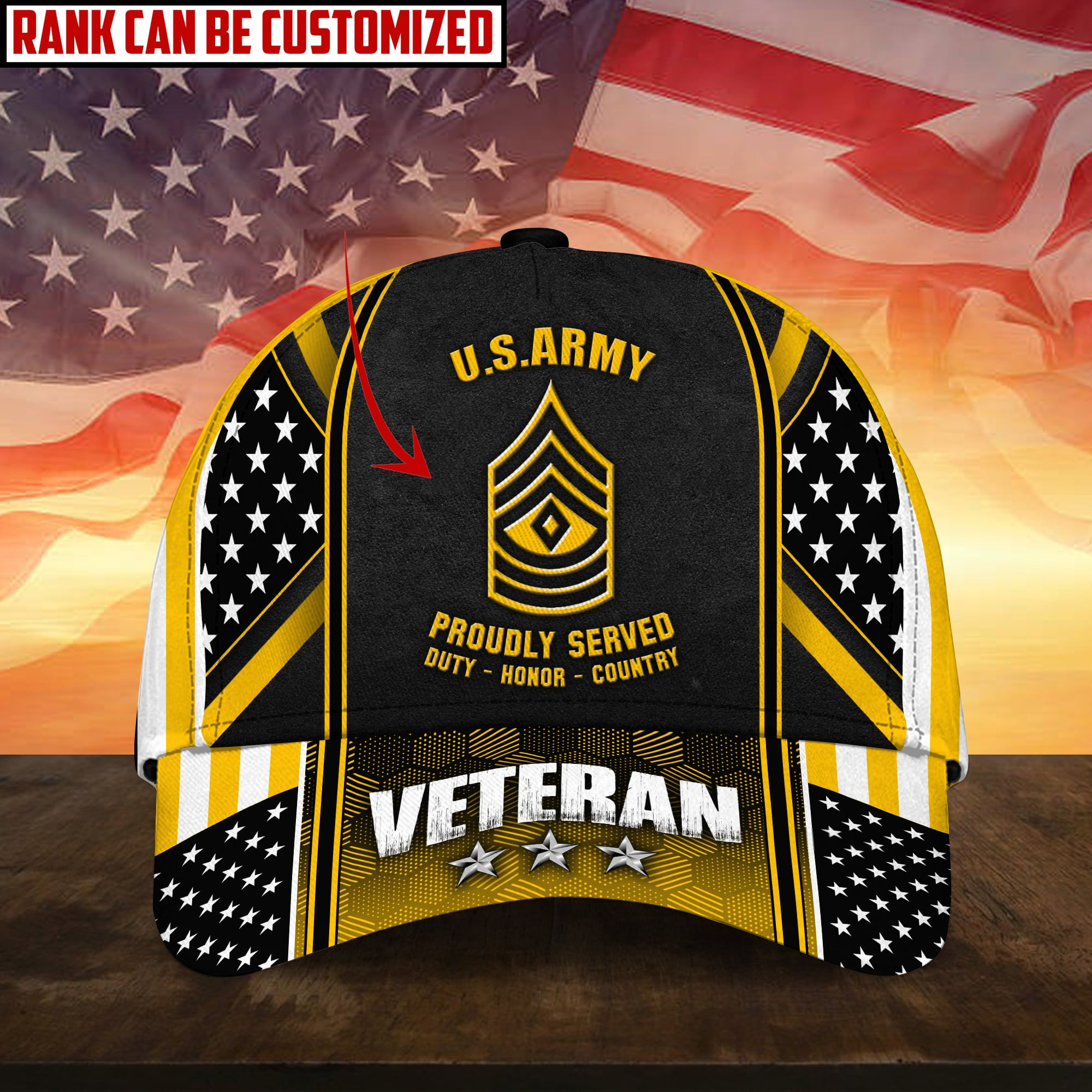 Premium Personalised Multiple US Military Services Veteran 3D Cap PVC120202