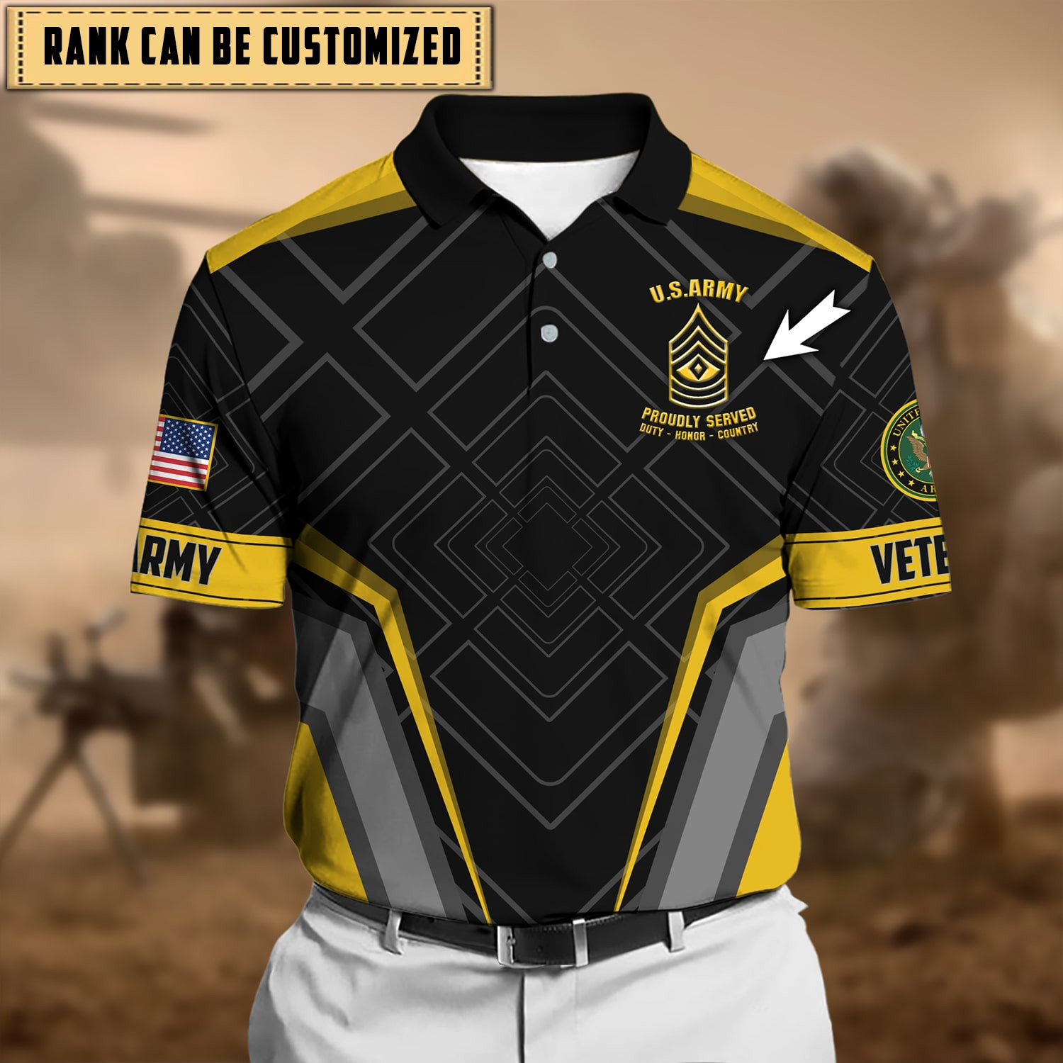 Premium Personalised U.S Multiple Service Veteran Polo Shirt PVC240205